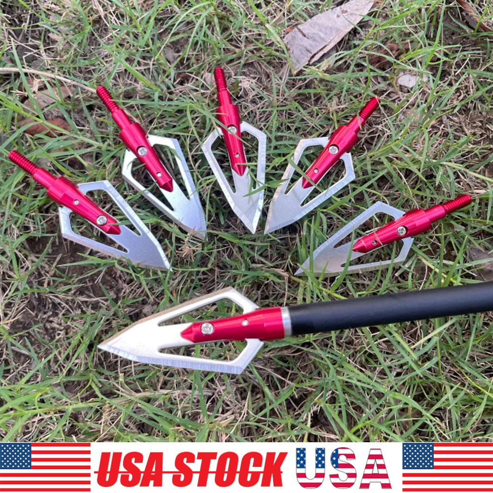 6/12pcs Hunting 100 Grain Broadheads Arrowheads for Outdoor Hunting Shooting
