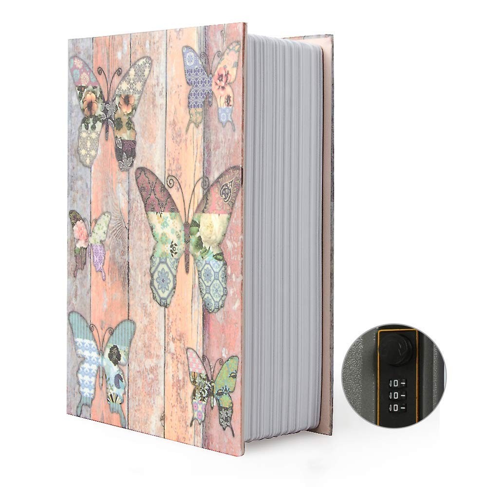Small Diversion Book Safe Storage Box, Metal Can with Security Combination Lock/