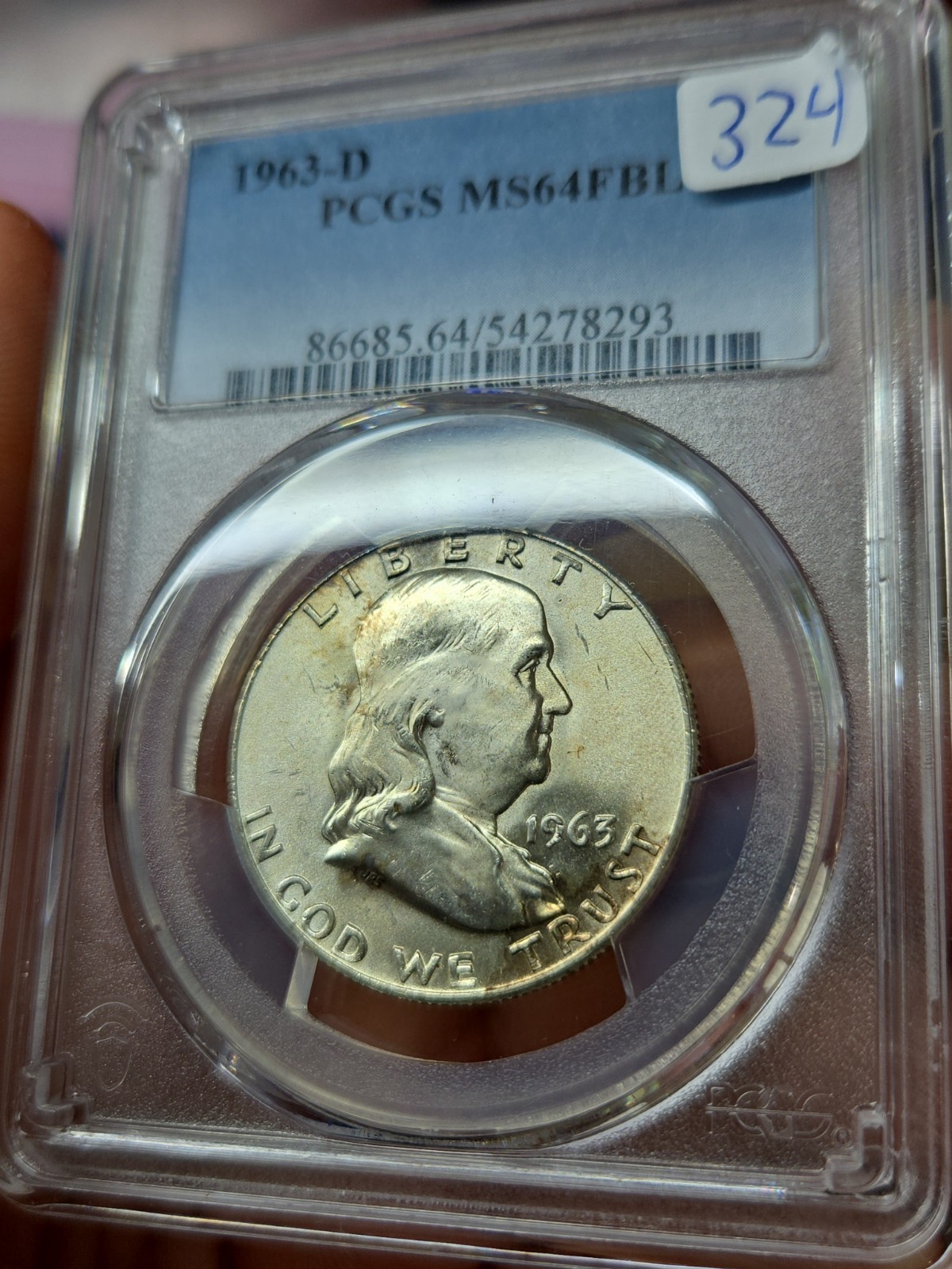 1963-D Franklin Half Dollar PCGS MS64 FBL