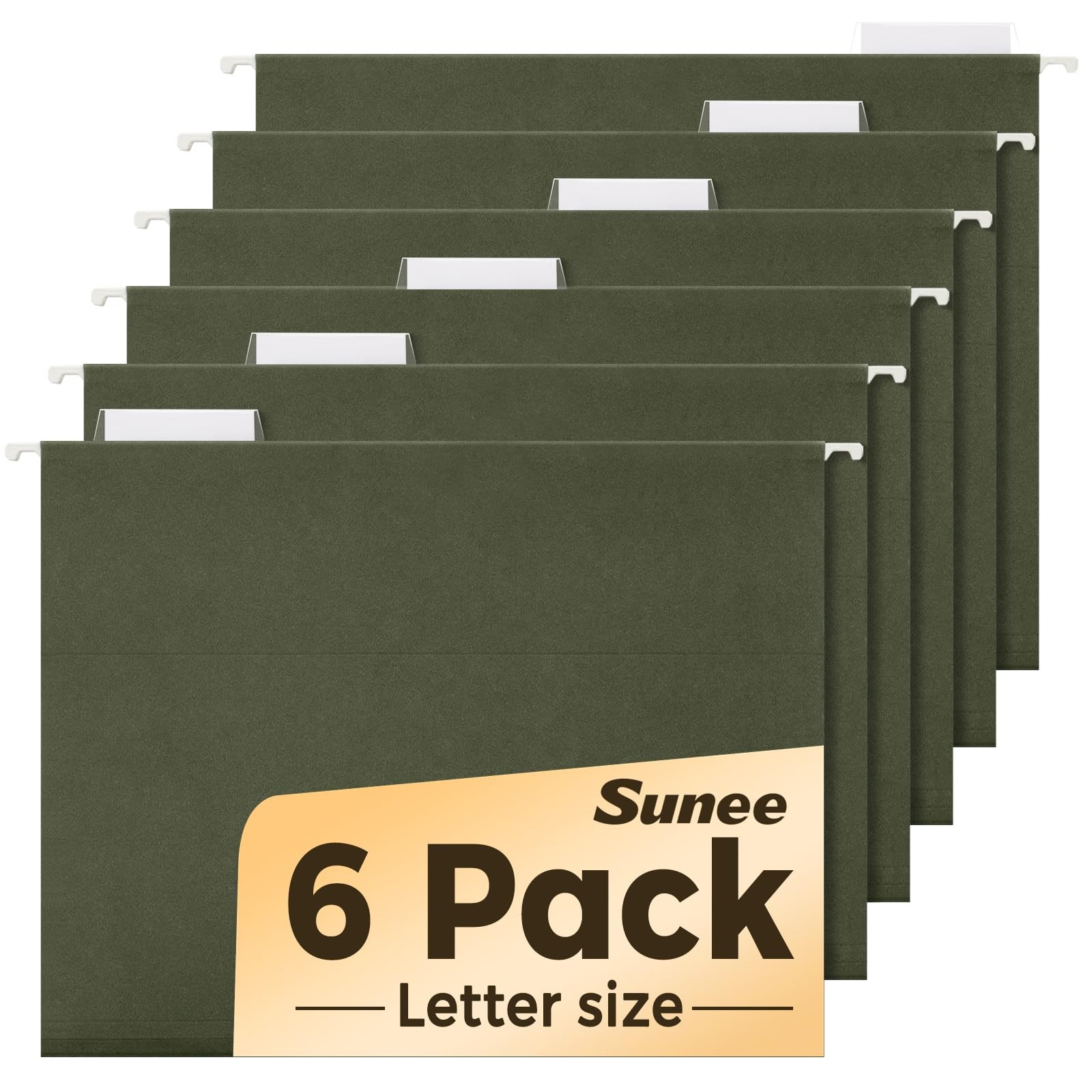 SUNEE Hanging File Folders, 6 Pack Letter Size size, Green