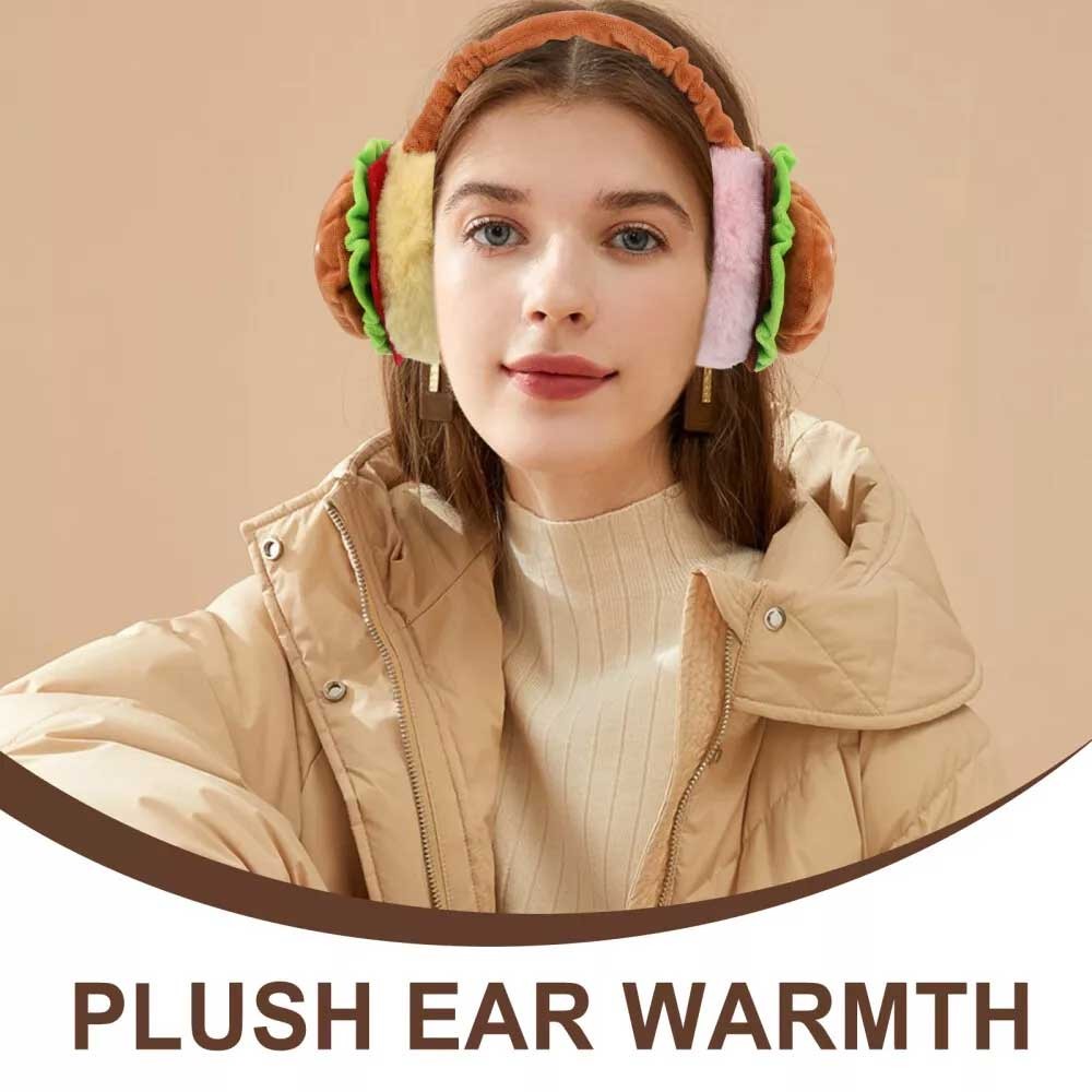 Funny Hamburger Ear Muffs Piggy Bank Adult Novelty Coin Bank Warmer