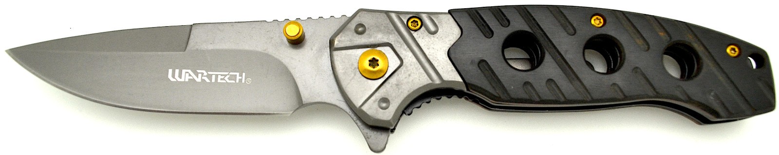 8" NEW! WarTech Spring Assisted Grey Black POCKET KNIFE Hunting Folding Knives