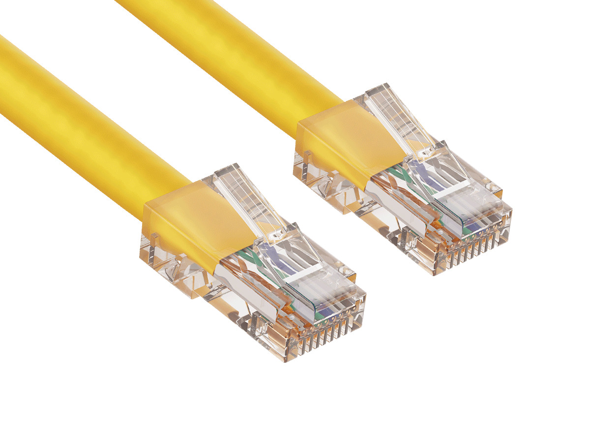 14ft Cat5e UTP Non-Booted Ethernet Network Patch Cable 24AWG Bare Copper, Yellow
