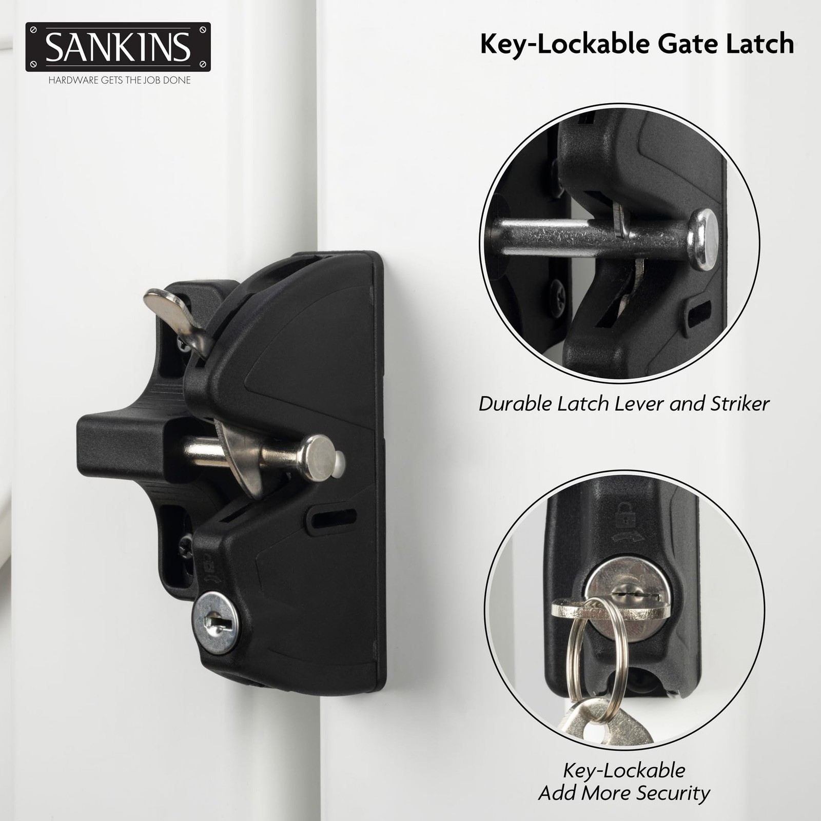 Key Lockable Double Sided Gate Latch, Fence Gate Locks for Outdoor Gates, Sel...