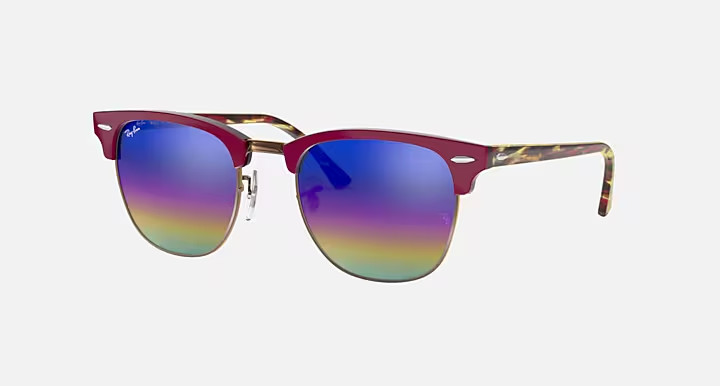 New Ray-Ban Clubmaster Mineral Flash Burgundy Sunglasses RB3016 1222C2 51 $178