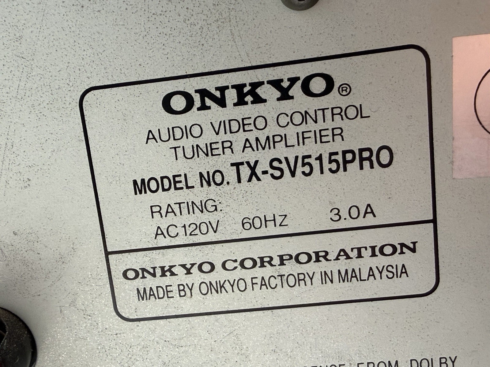 Onkyo TX-SV515 Pro Receiver Audio Video Control Tuner Amplifier Tested Working