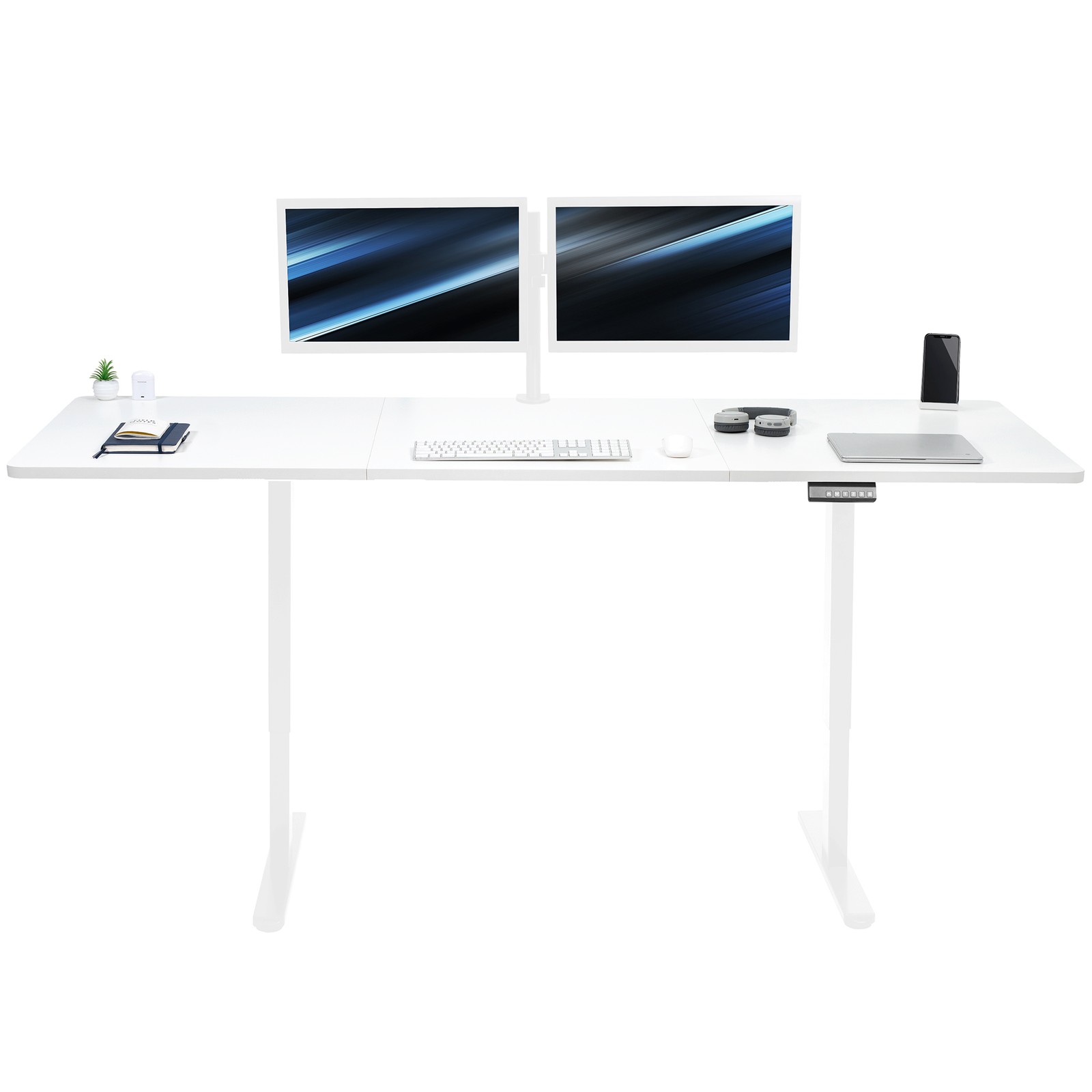 VIVO Electric Dual Motor 83” x 30” Standing Desk, White Top, White Frame