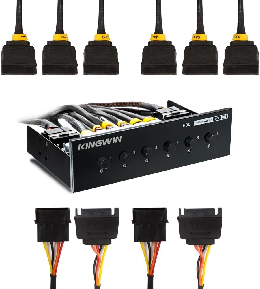 SATA HDD Power Switch Module - Control Up to 6 Drives with Blue LED Status
