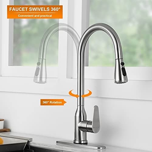 Touch Stainless Steel Kitchen Faucet with Pull-Down Touch On Sensor