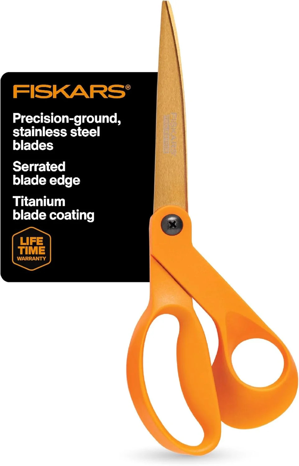Fiskars 9" Titanium Shop Shears Heavy Duty Serrated Multipurpose Scissors | Cut