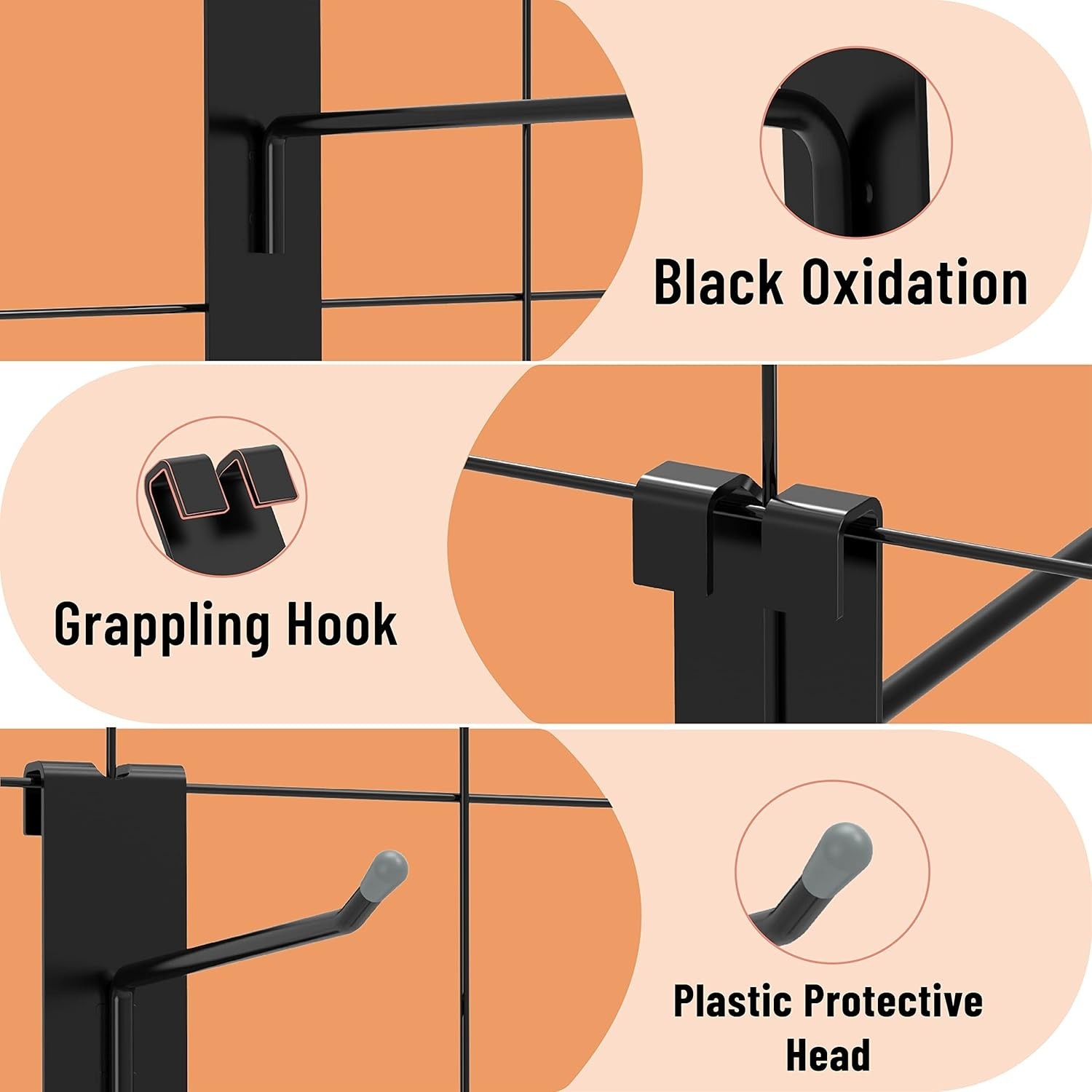 Gridwall Hooks 6 Inch, 50PC Display Hooks for Grid Wall, Hook for Grid Wall P...