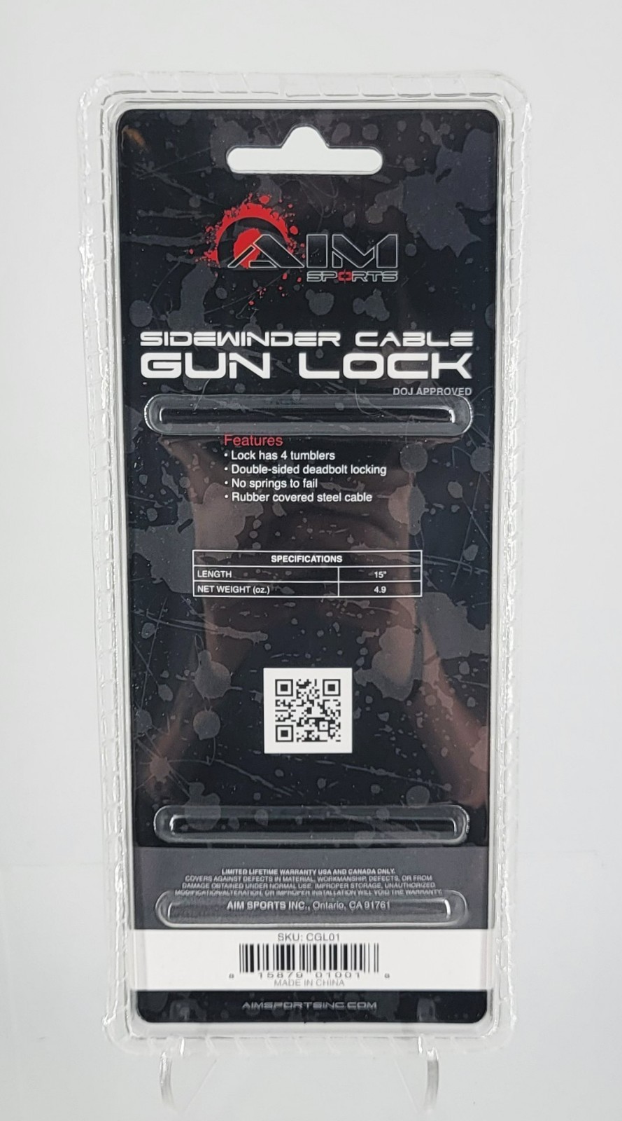 Aim Sports Sidewinder Cable Gun Lock DOJ Approved