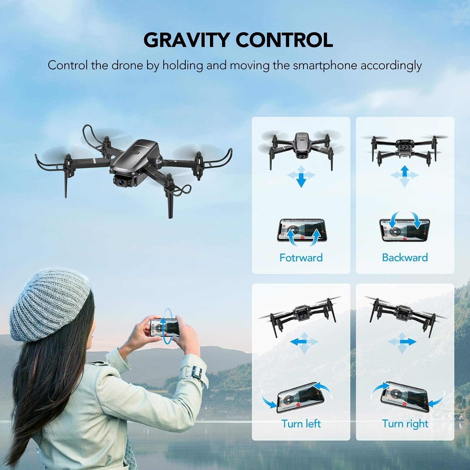 Sansisco D15 Mini Drone 1080P HD Camera Wifi Remote Control Foldable Quadcopter