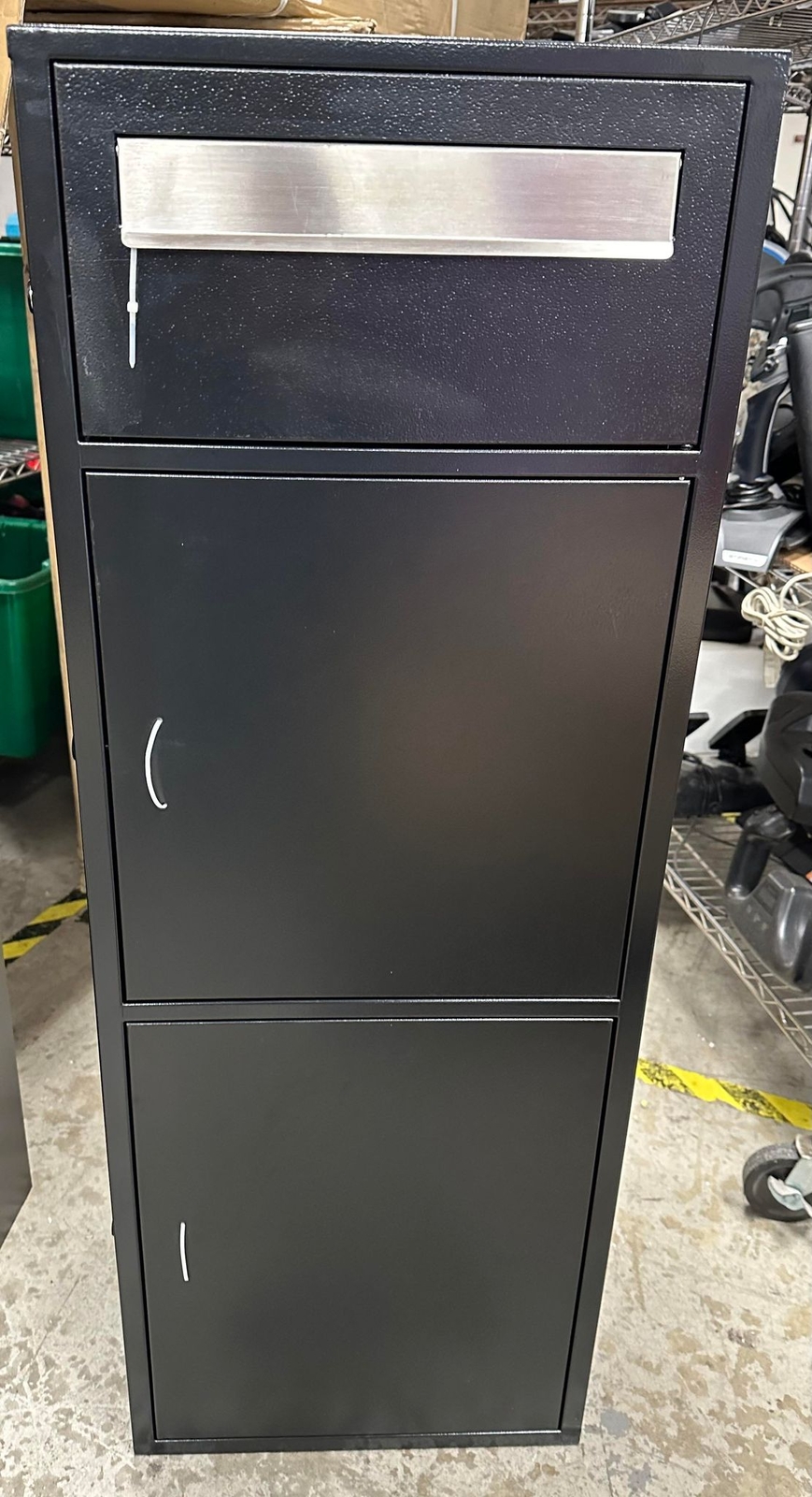 Large Steel Freestanding Floor Parcel Package Drop With Locking Letterbox