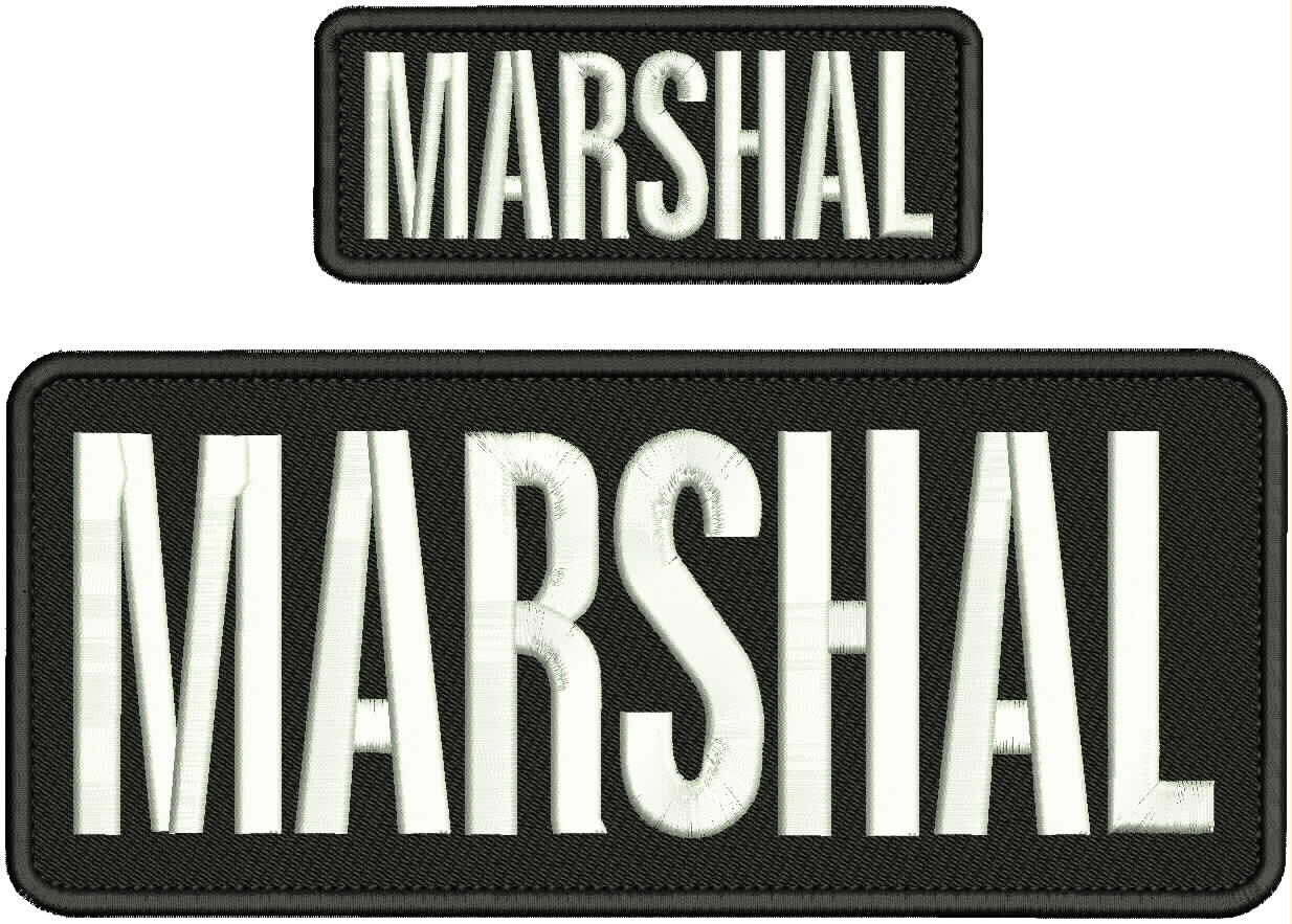 MARSHAL EMBROIDERY PATCH 4X10 AND 2X5 HOOK ON BACK BLACK/WHITE