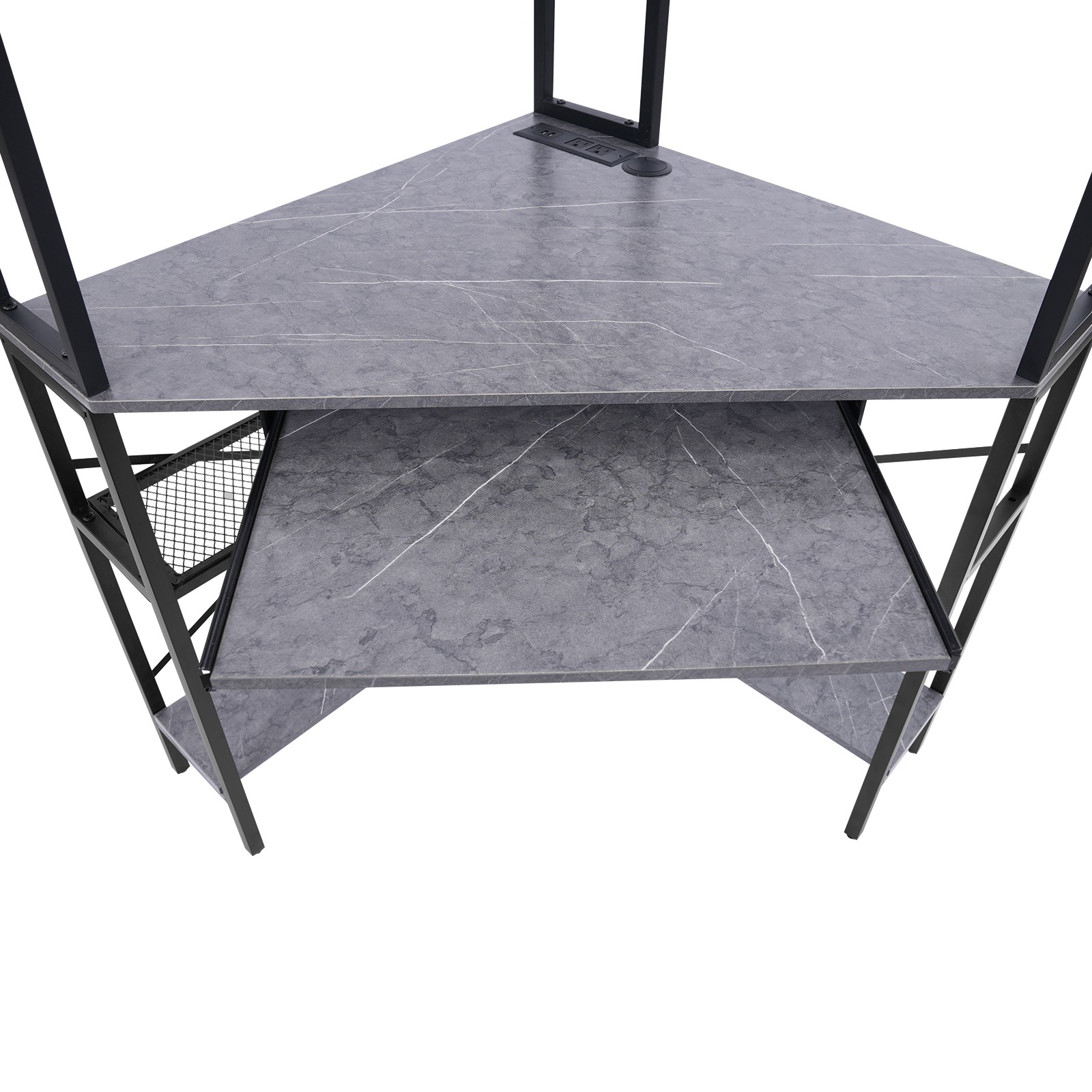 Corner Computer Desk With Led Lights & Power Outlets, L-shaped Gaming Desk