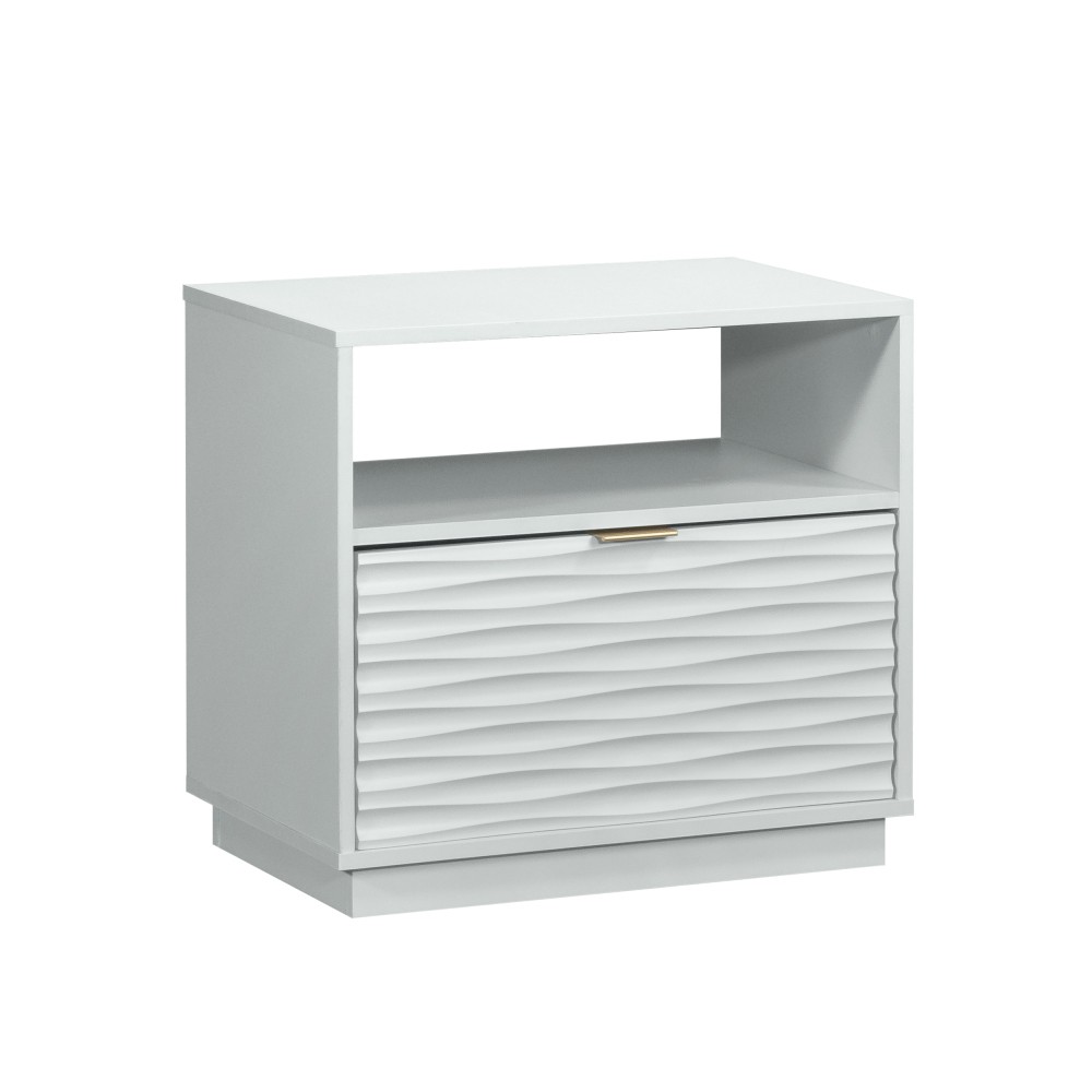 Coastal Night Stand with Sliding Drawer Open Shelf Bedroom Storage Cabinet