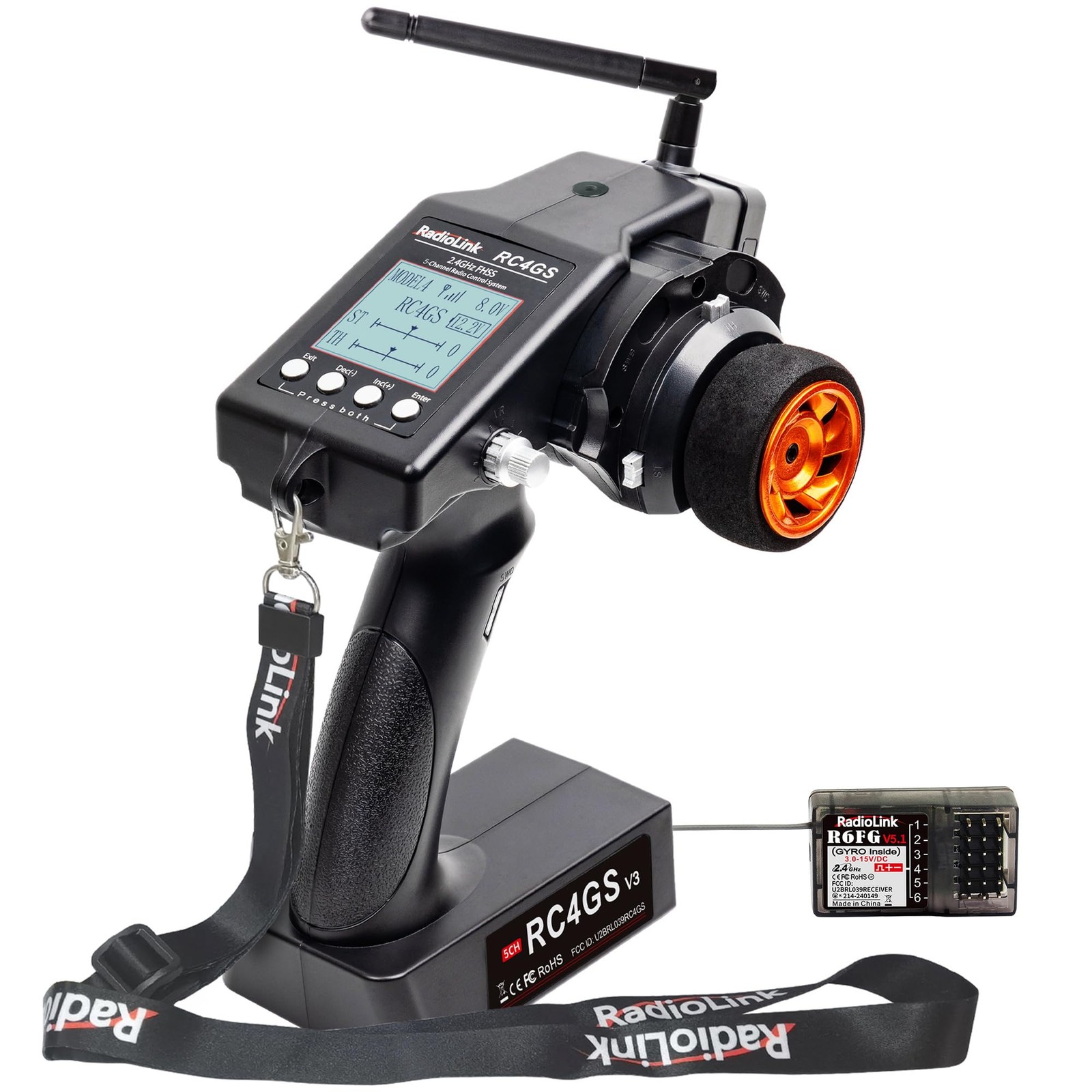 Radiolink RC4GS V3 5 Channels RC Transmitter and Receiver, 2.4GHz Surface Re...