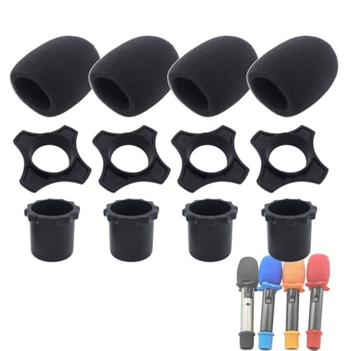 4 Set Wireless Handheld Microphone Protection Kit - Shakeproof Anti Black