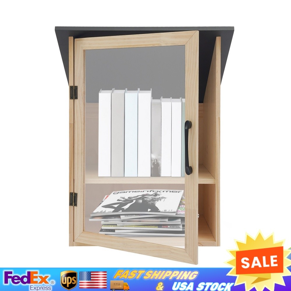Book Cabinet, Small Wooden Book Cabinet, Book Cabinet for Sharing Books