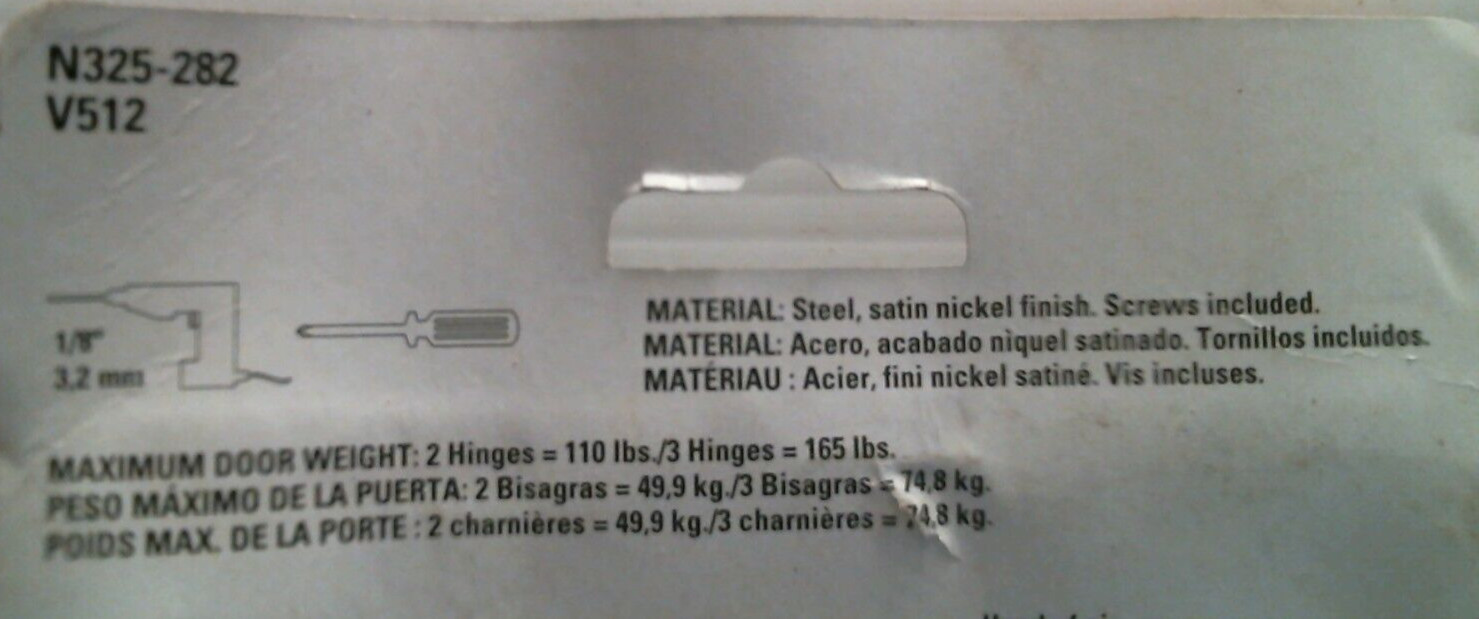 National Hardware 4" Removable Pin Hinge, Silver (N325-282) FS