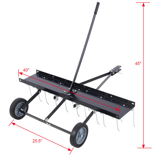 40-Inch Lawn Sweeper Tow Behind Dethatcher Landscape Rake Lawn Tractor Rake