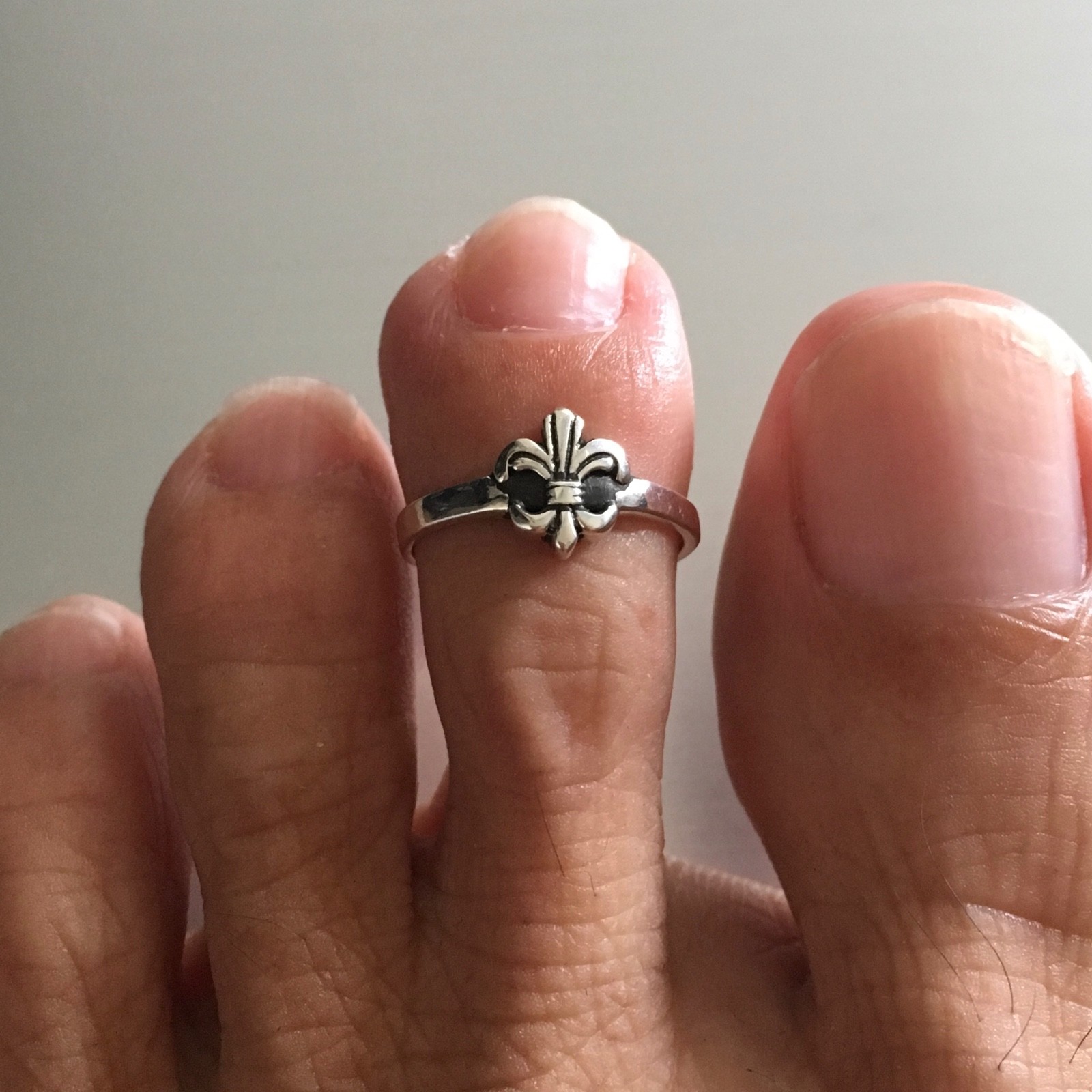 Sterling Silver Fleur De Lis Toe Ring, Silver Rings, Flower Ring, Saints Ring