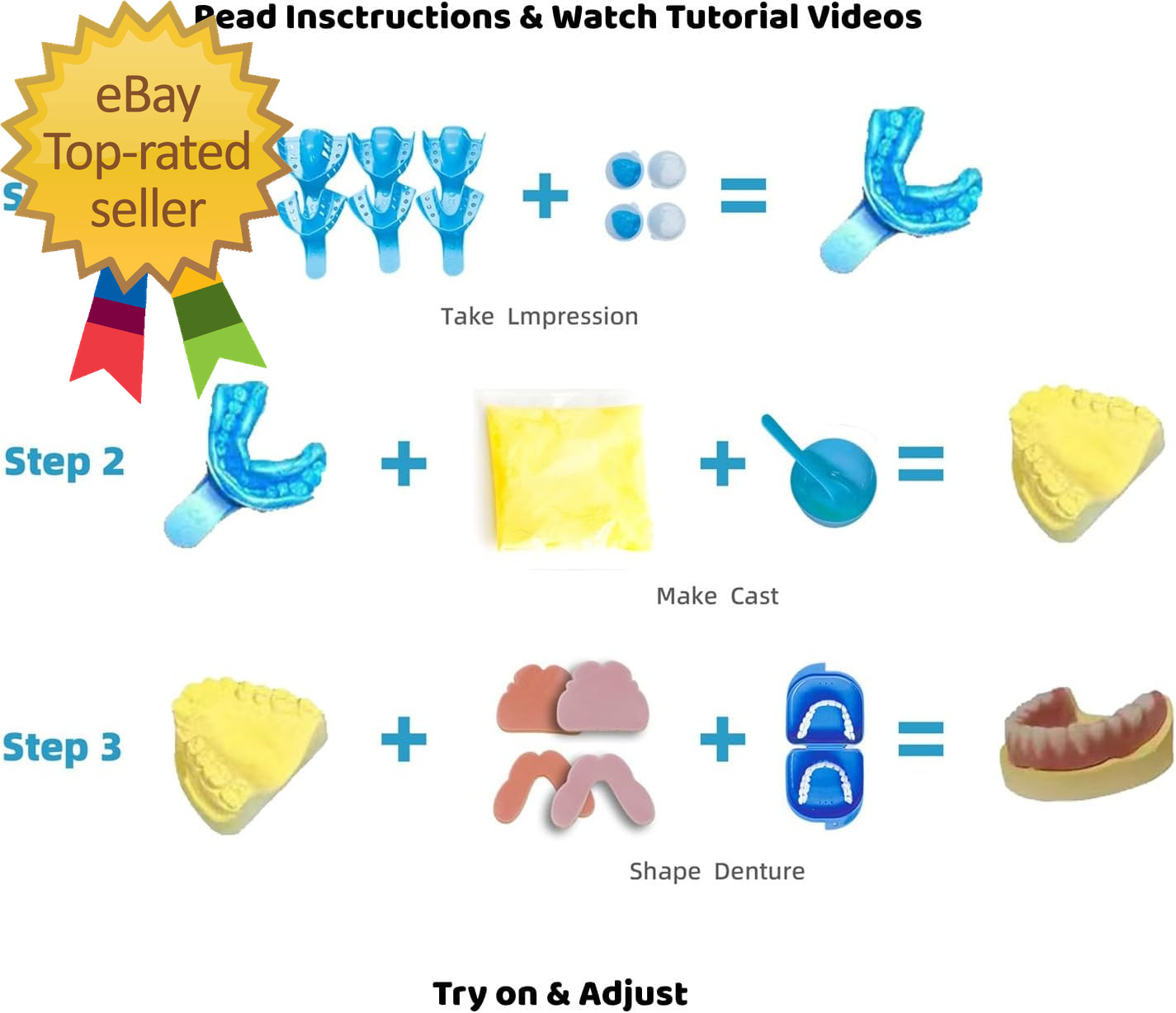 DIY  Kit with Impression N Do It Yourself Partial Denture Solution Small