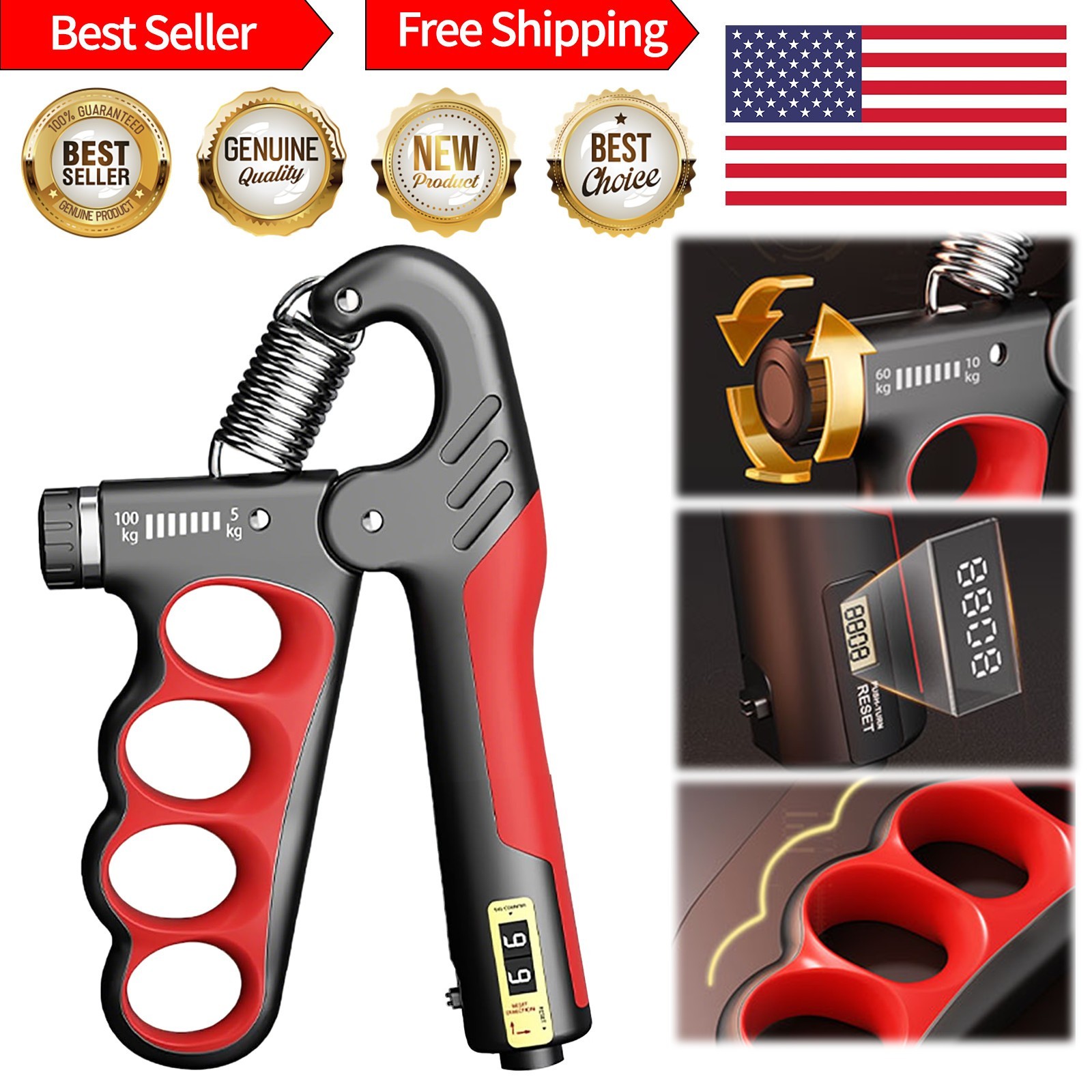 Adjustable Grip Strength Trainer 5-100kg | Hand Exerciser for Men & Women