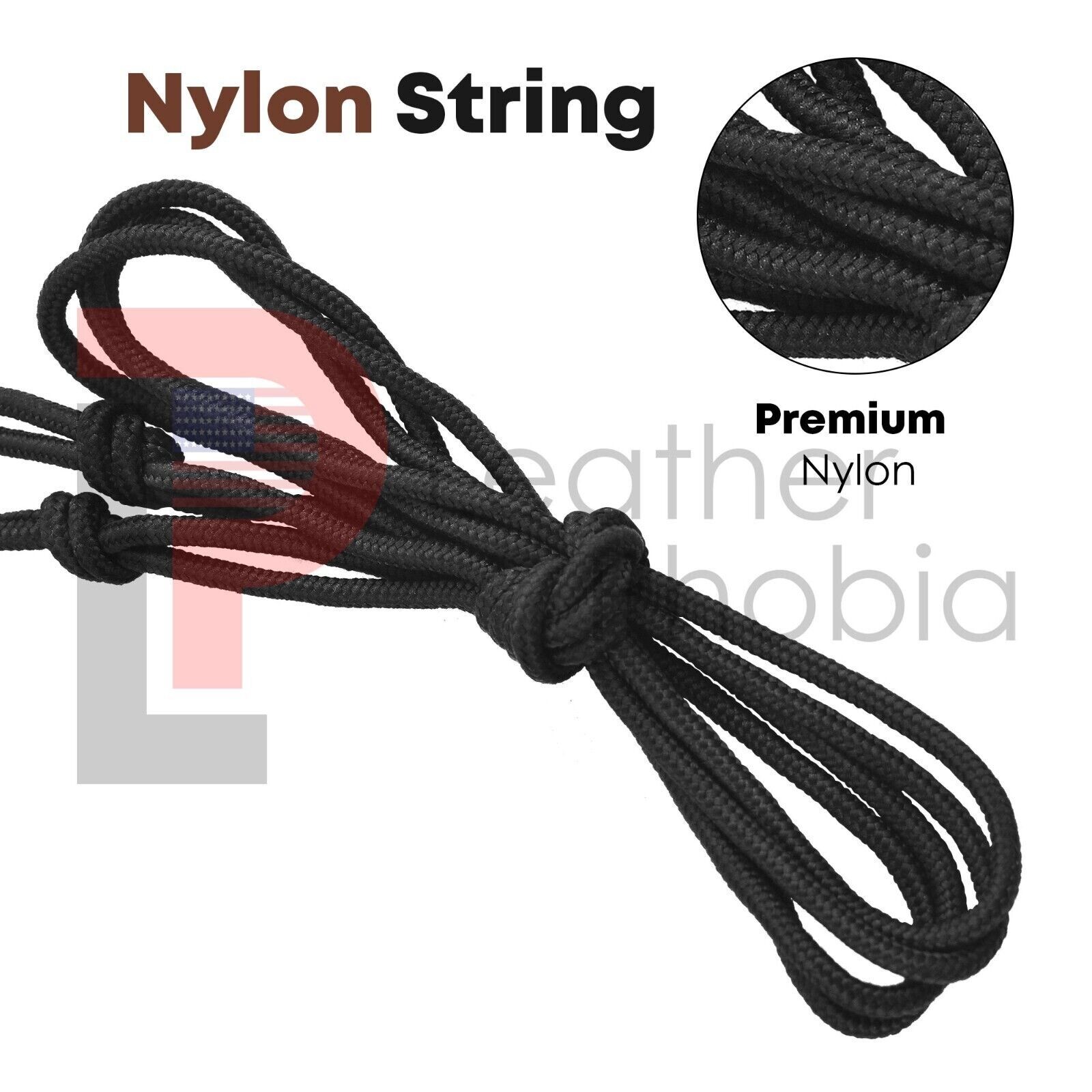 Leather Bow Stringer Black Archery Bowstring Recurve Longbow Replace Rope Tool