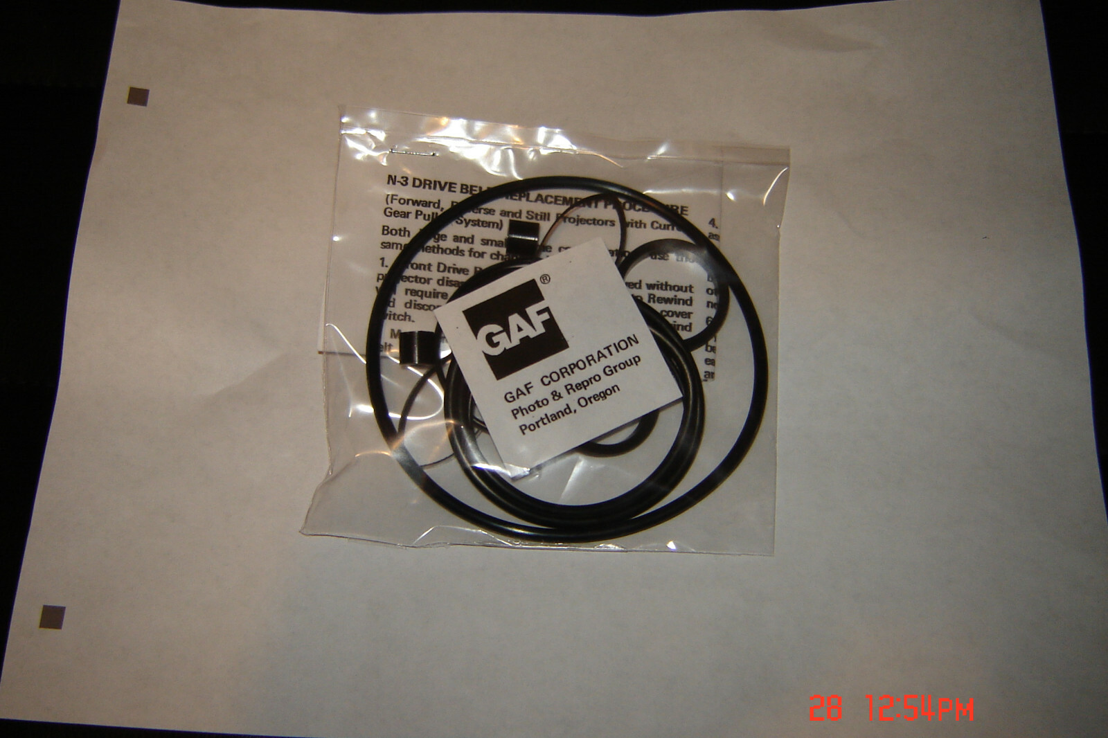 ANSCO  GAF 2688  2588 Z GAF Projector Belts, 7 Belts,4 Tire Set. & Instructions