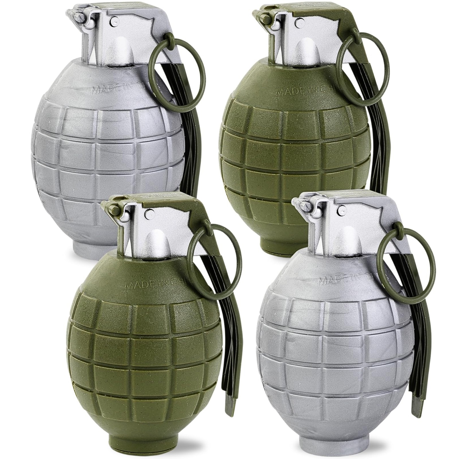 4 Pack Kids Toy Military Army Pretend Play Plastic Hand Grenades with Realist...