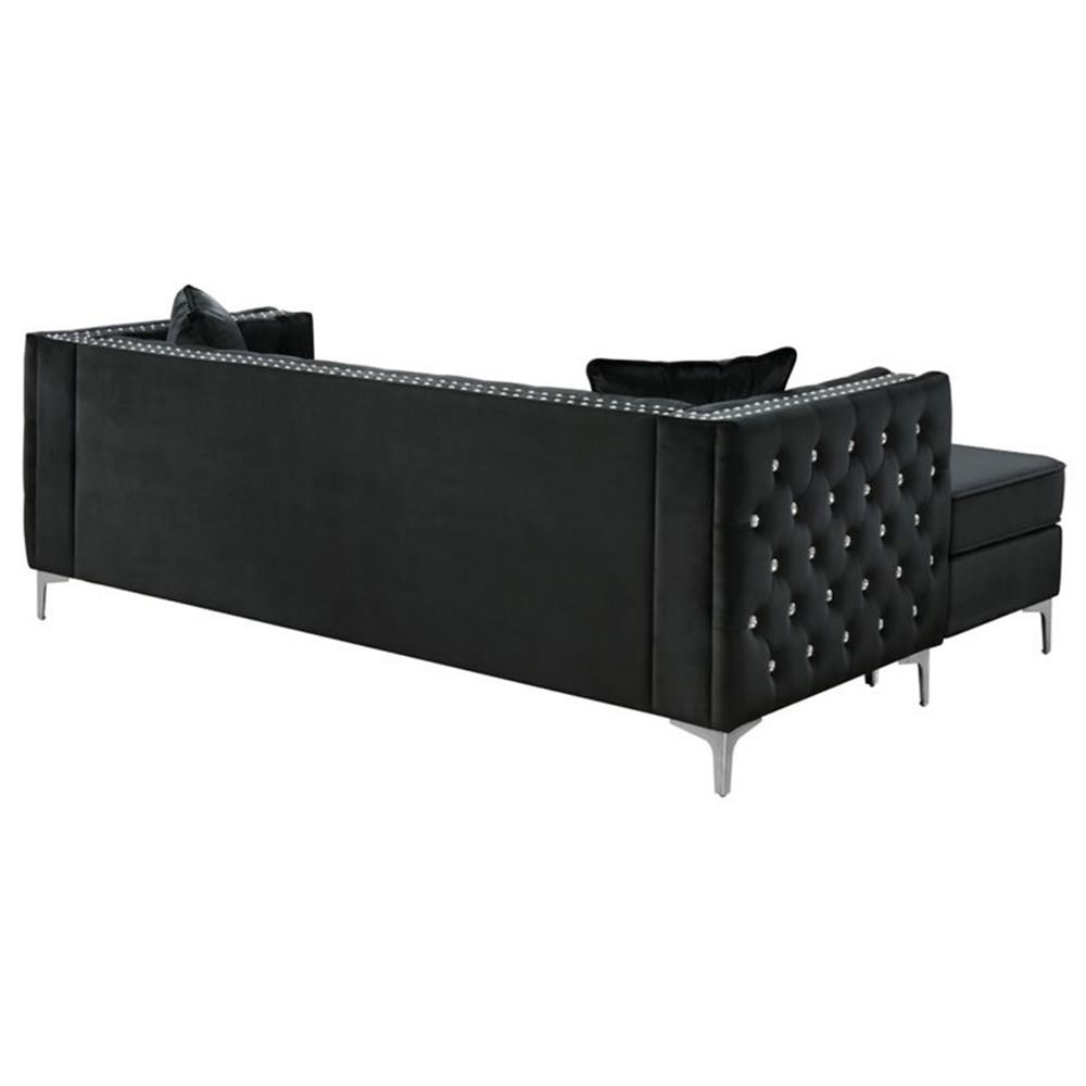 Glory Furniture Paige Velvet Sofa Chaise in Black