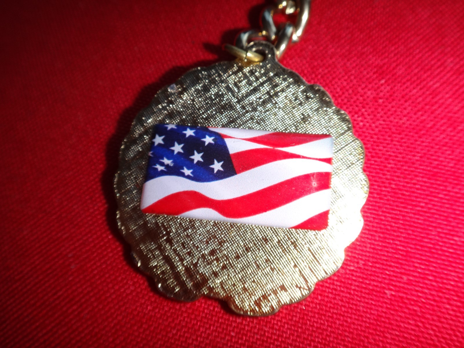 USA Flag And PATRIOTS Keychain With Metal Split Ring
