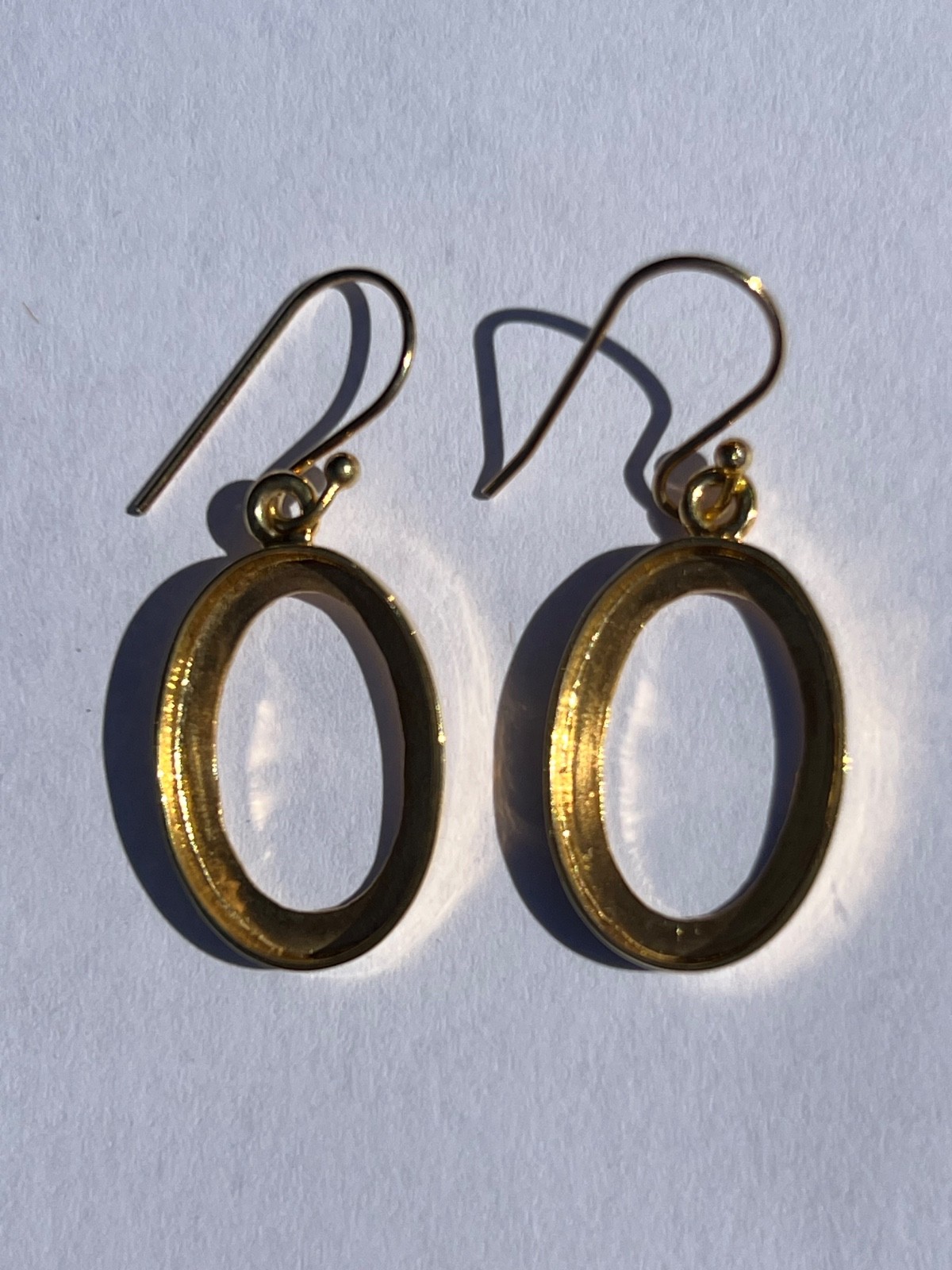 Gold Plated Oval Drop Earring Bezel 21x14