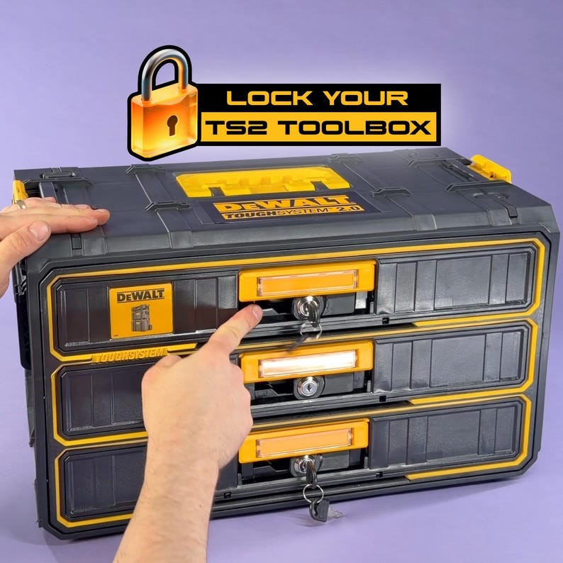 DeWalt ToughSystem 2.0 Lock for 2 & 3 Drawer Tool Box | Anti-Theft Latch