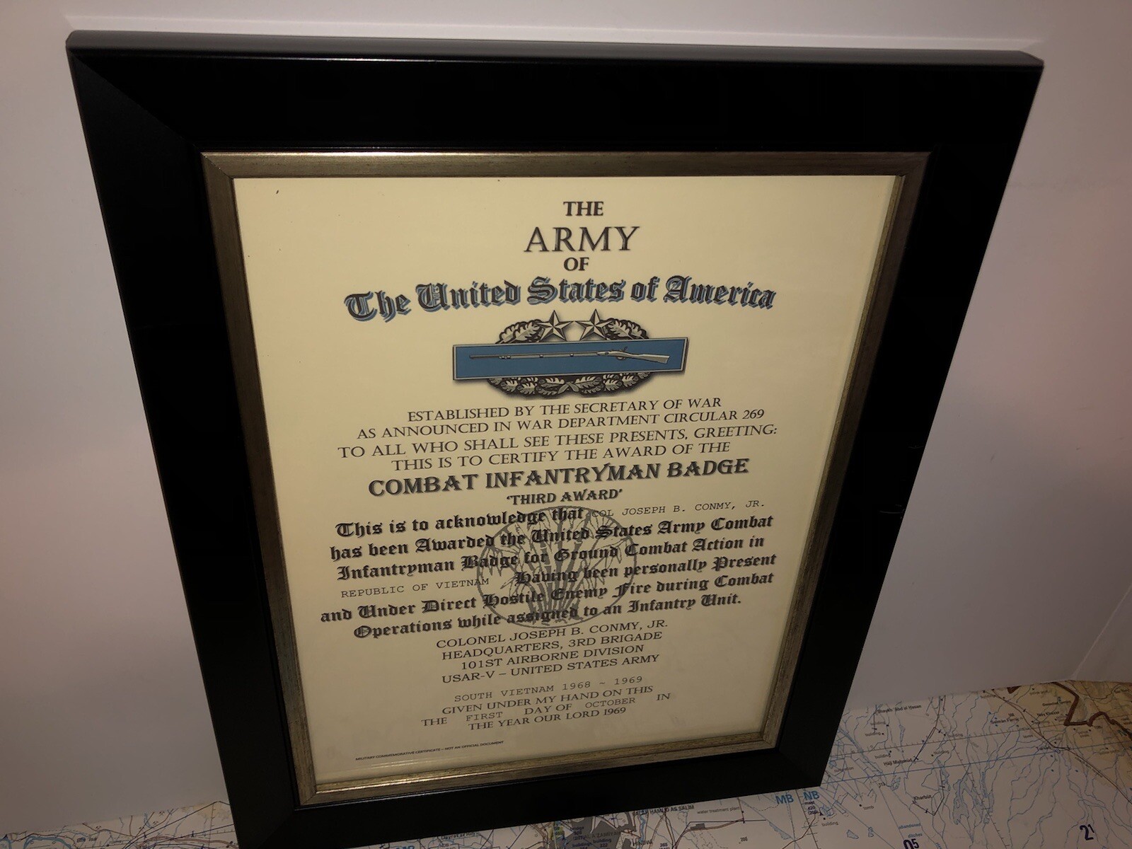 COMBAT INFANTRYMAN BADGE 3RD AWD [RVN] REPLACEMENT CERTIFICATE(COMMEMORATIVE) T3