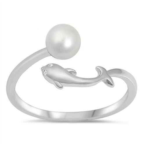 Whale pearl sterling silver toe ring