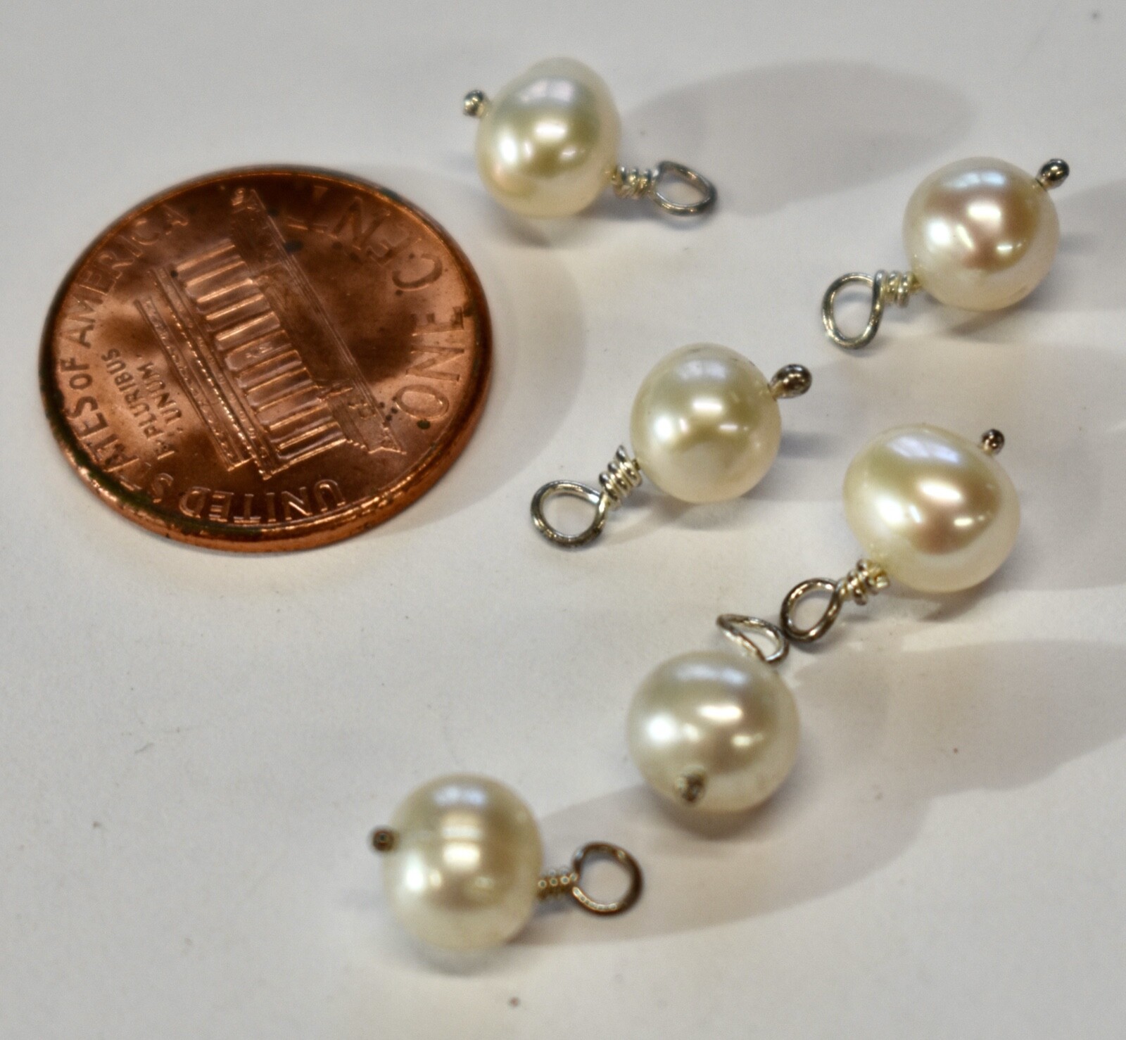 PEARLS * 6 * BAROQUE PENDANTS * STERLING HARDWARE * CULTURED * REAL * 7mm *