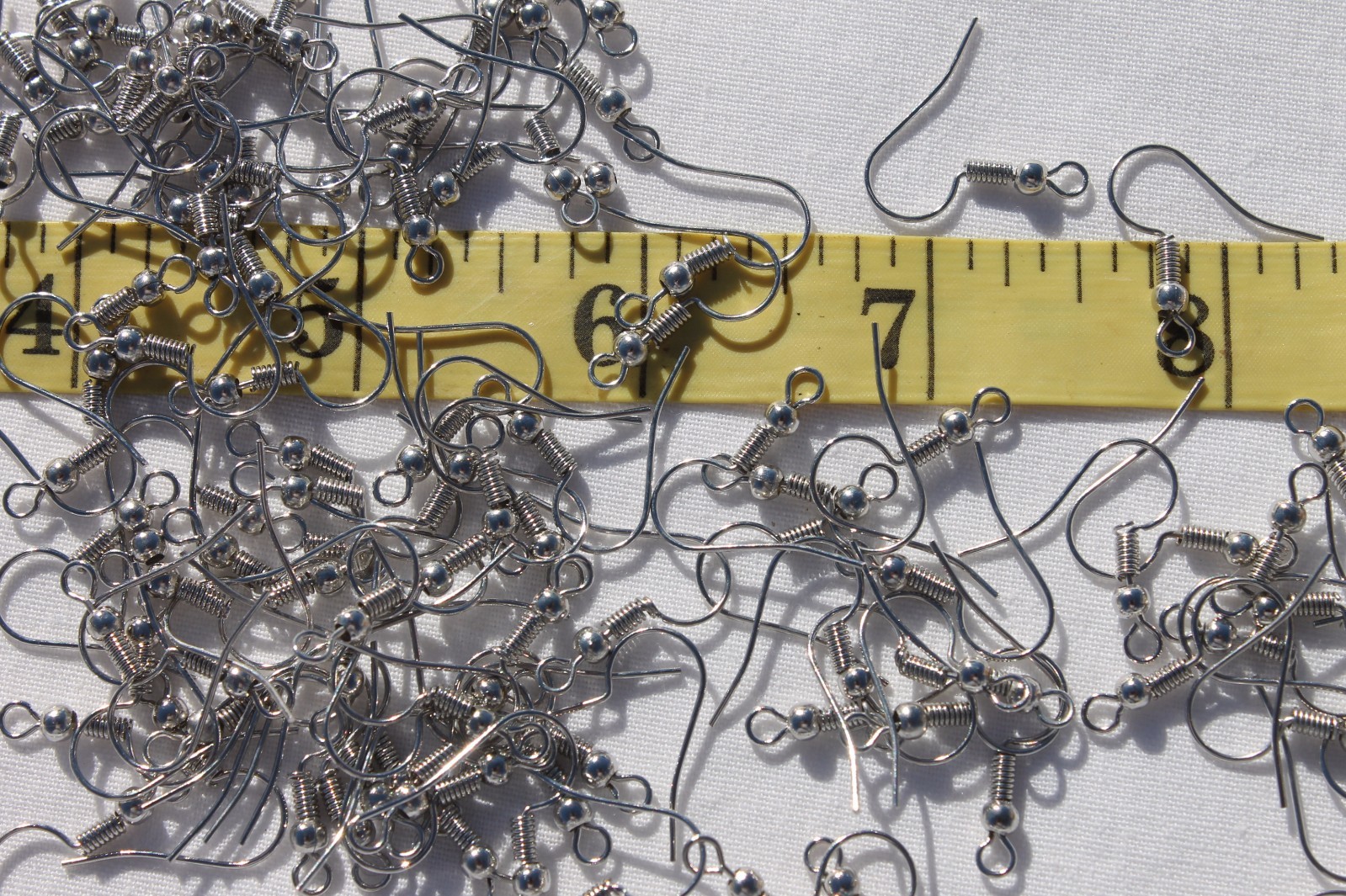 1 Gross of French Earring Hooks w/Bead & Coil Findings Platinum 19mm Jewelry