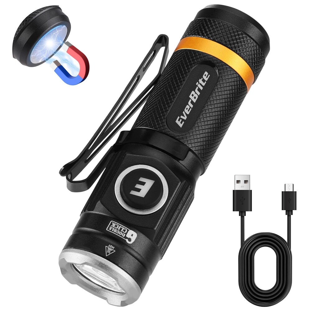 EverBrite 500LM Rechargeable Flashlight 5 Light Modes Magnetic Pocket Flashlight