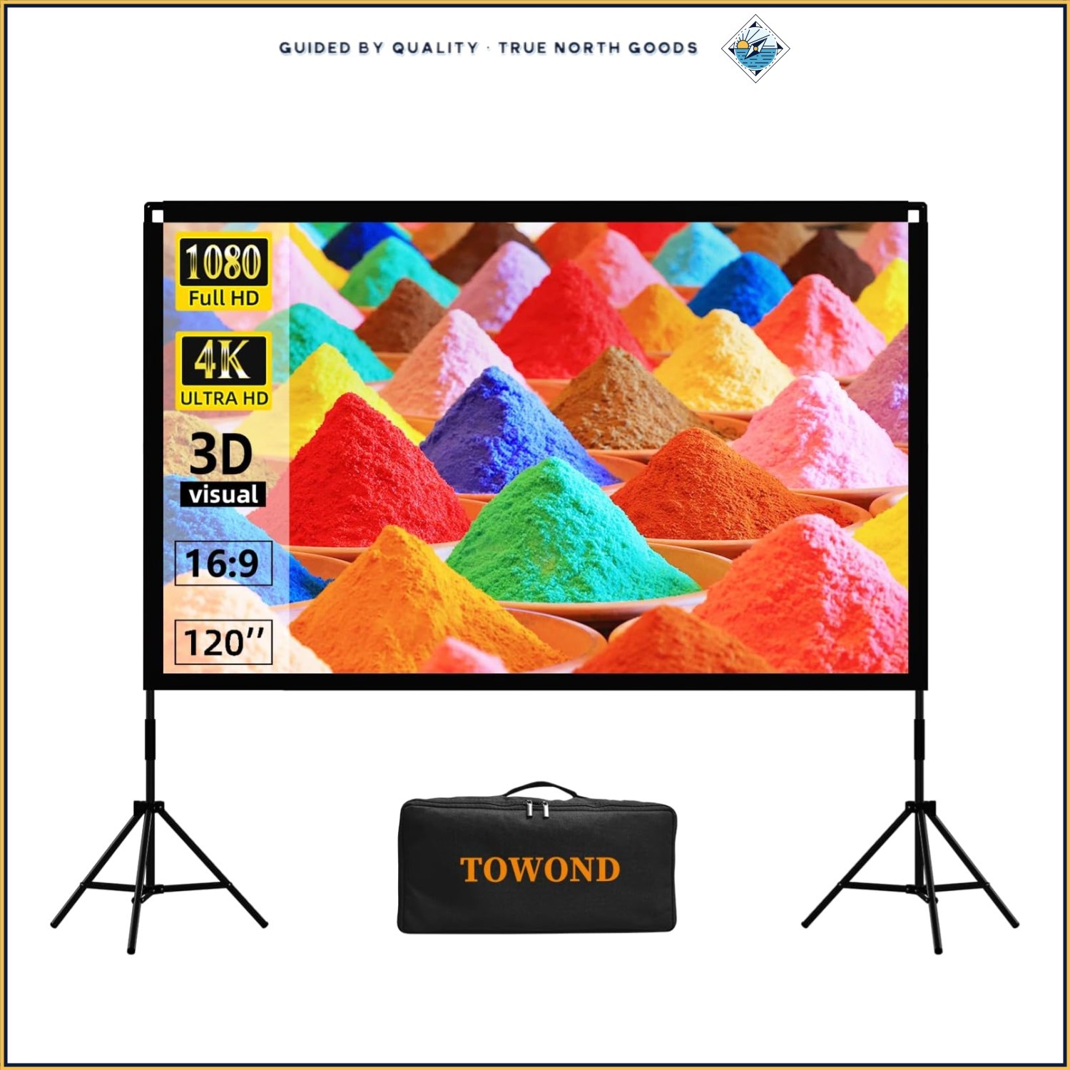 Foldable Projection Screen with Stable Tripod and 160-Degree Viewing Angle