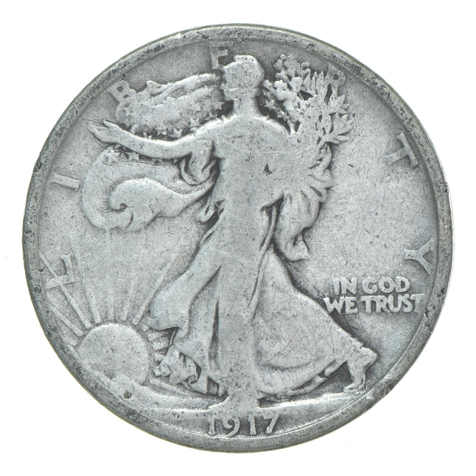 1917-S REV Walking Liberty Half Dollar CIRC 90% Silver