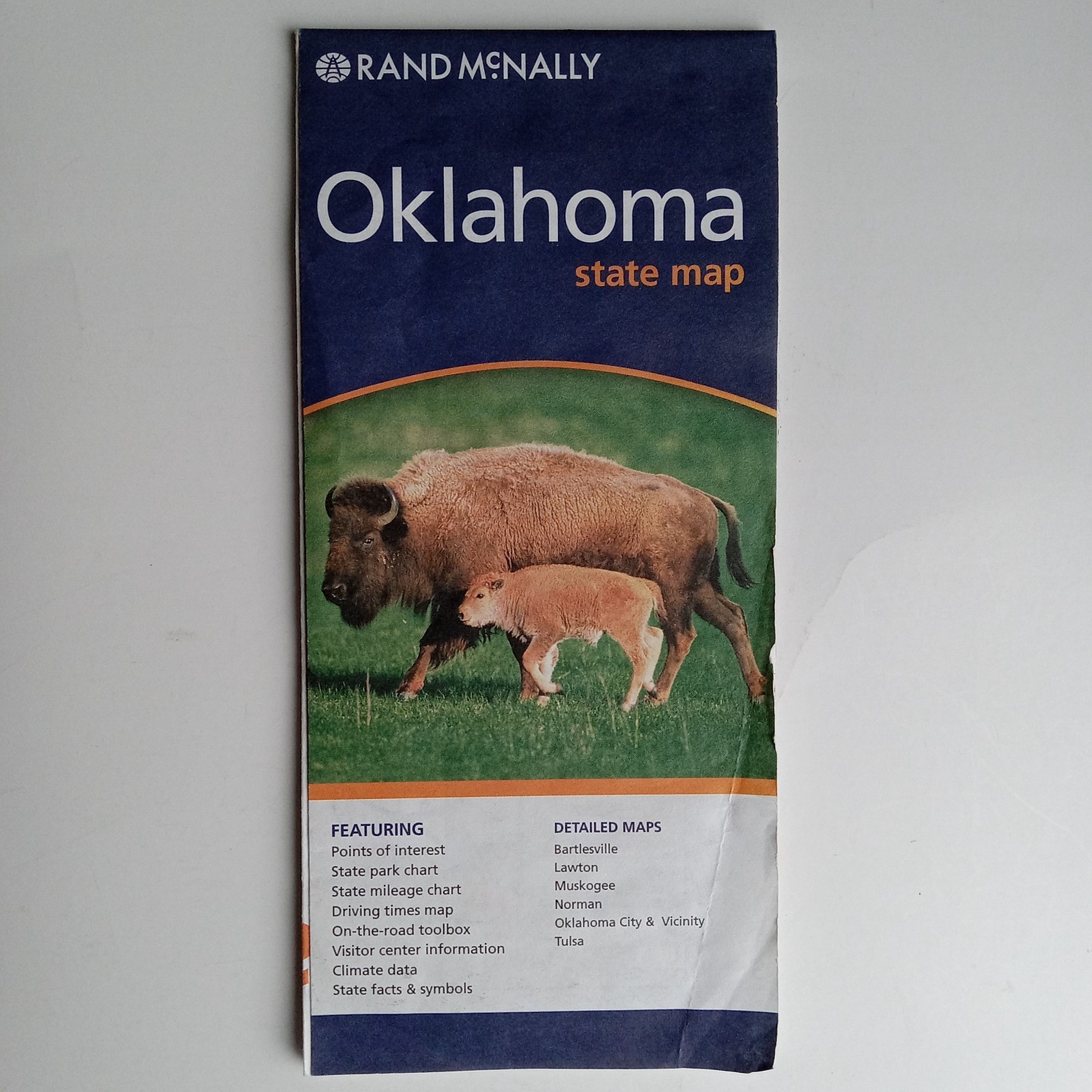Oklahoma State Map-Rand McNally,Points of Interest, Detailed Areas-FAST SHIPPING