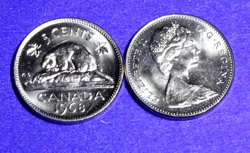 CANADA 1968 - NICKEL (5c)  FIVE CENTS BU UNCIRCULATED STOCK PHOTO 1 - COIN NICE!