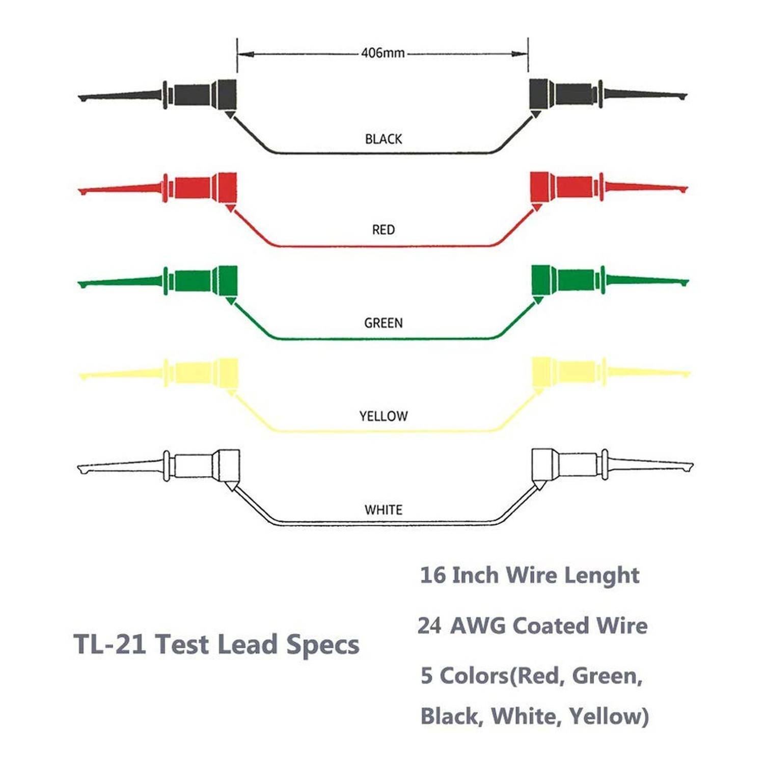 Testing Hook Clip Probe Test Leads Electronics Silicone Test Leads 50cm/19.7I...