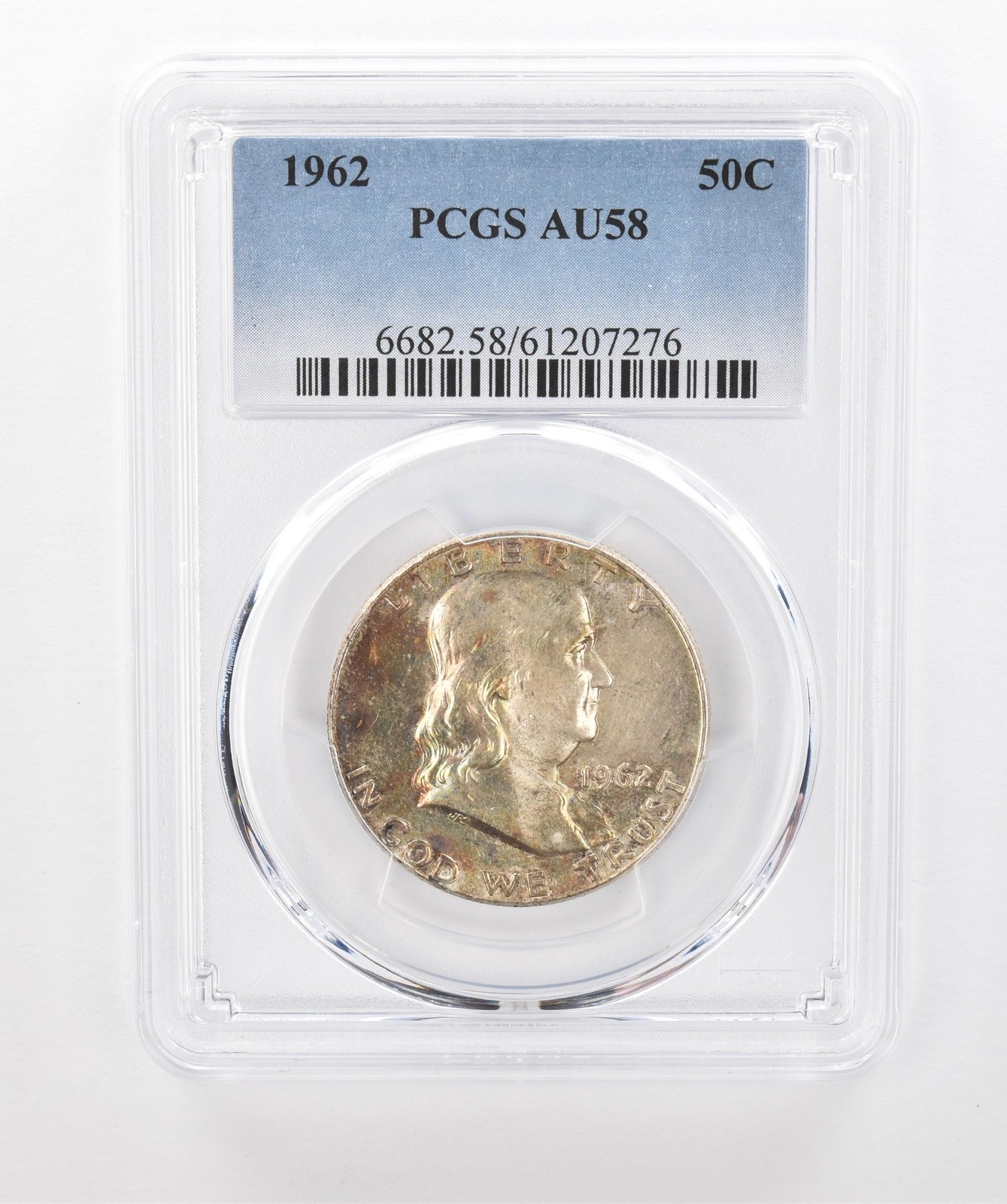 1962 Franklin Half Dollar AU58 PCGS Beautiful Tone *1453