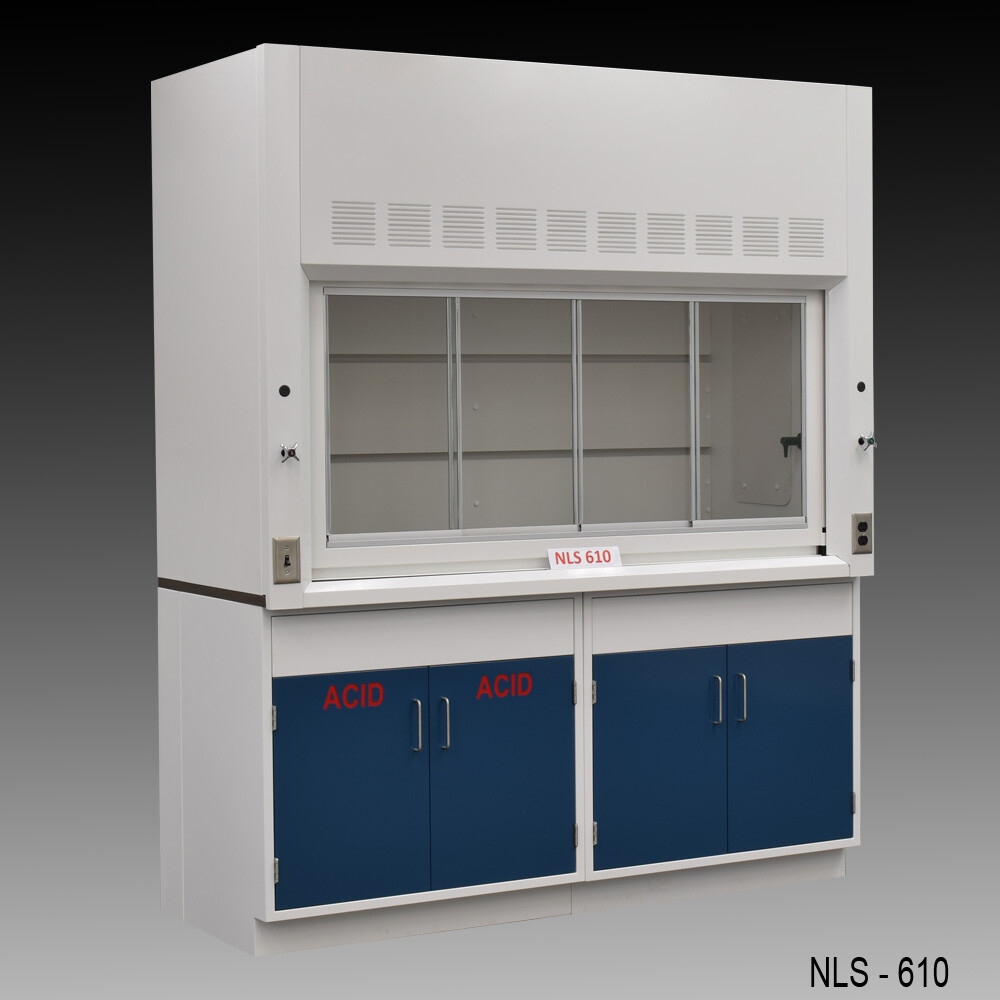 6' Laboratory Fume Hood w/ Blue Acid & General Storage / E1-177