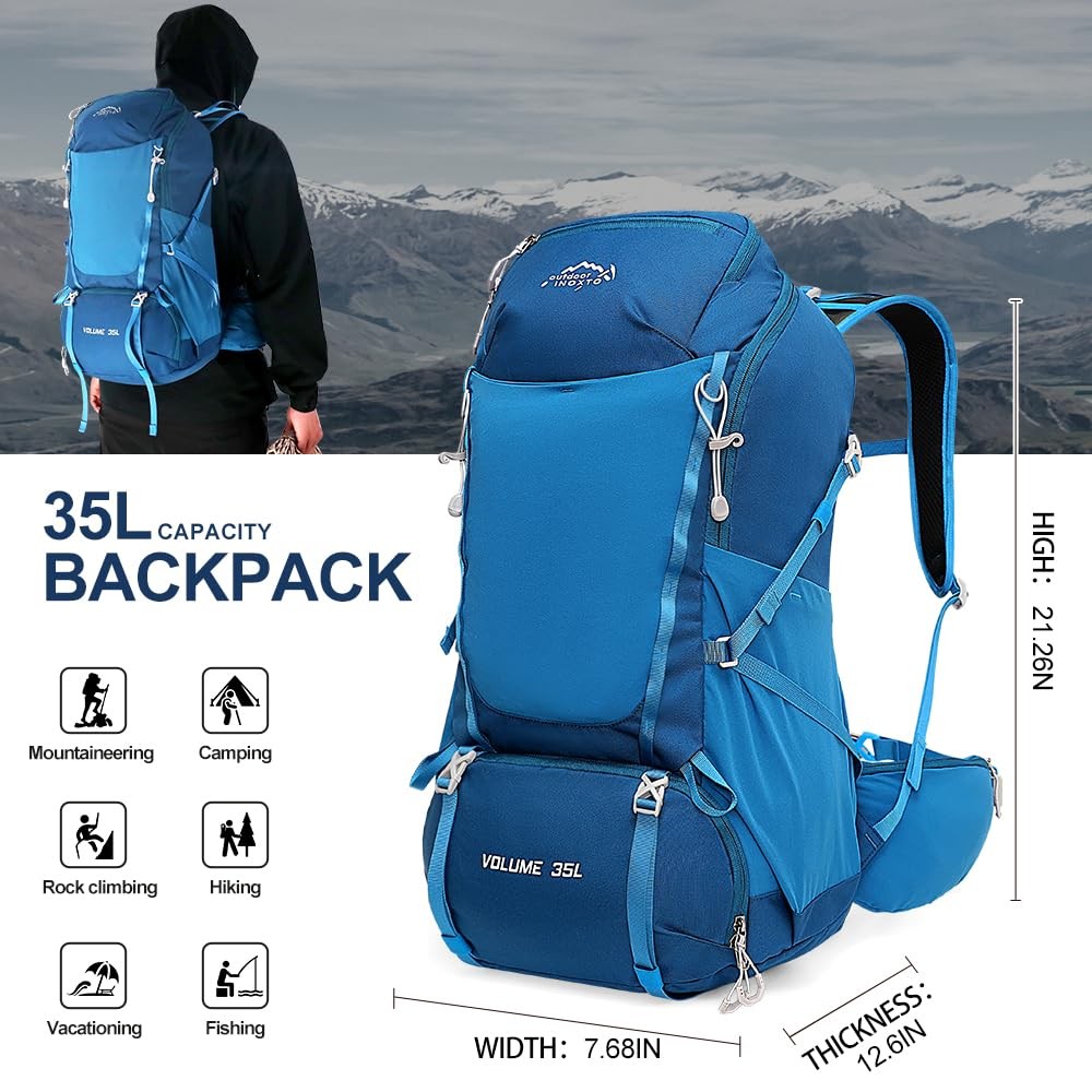 INOXTO 35L Hiking Backpack with 3Lwater bladder, Camping Backpack with Waterproo