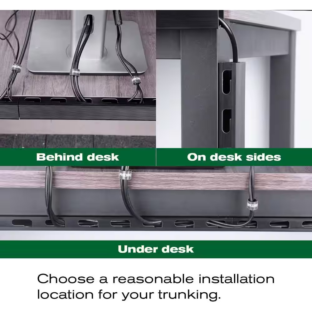 Cable Raceway Kit for under Desk Cable Management with Integrated Connection Cov